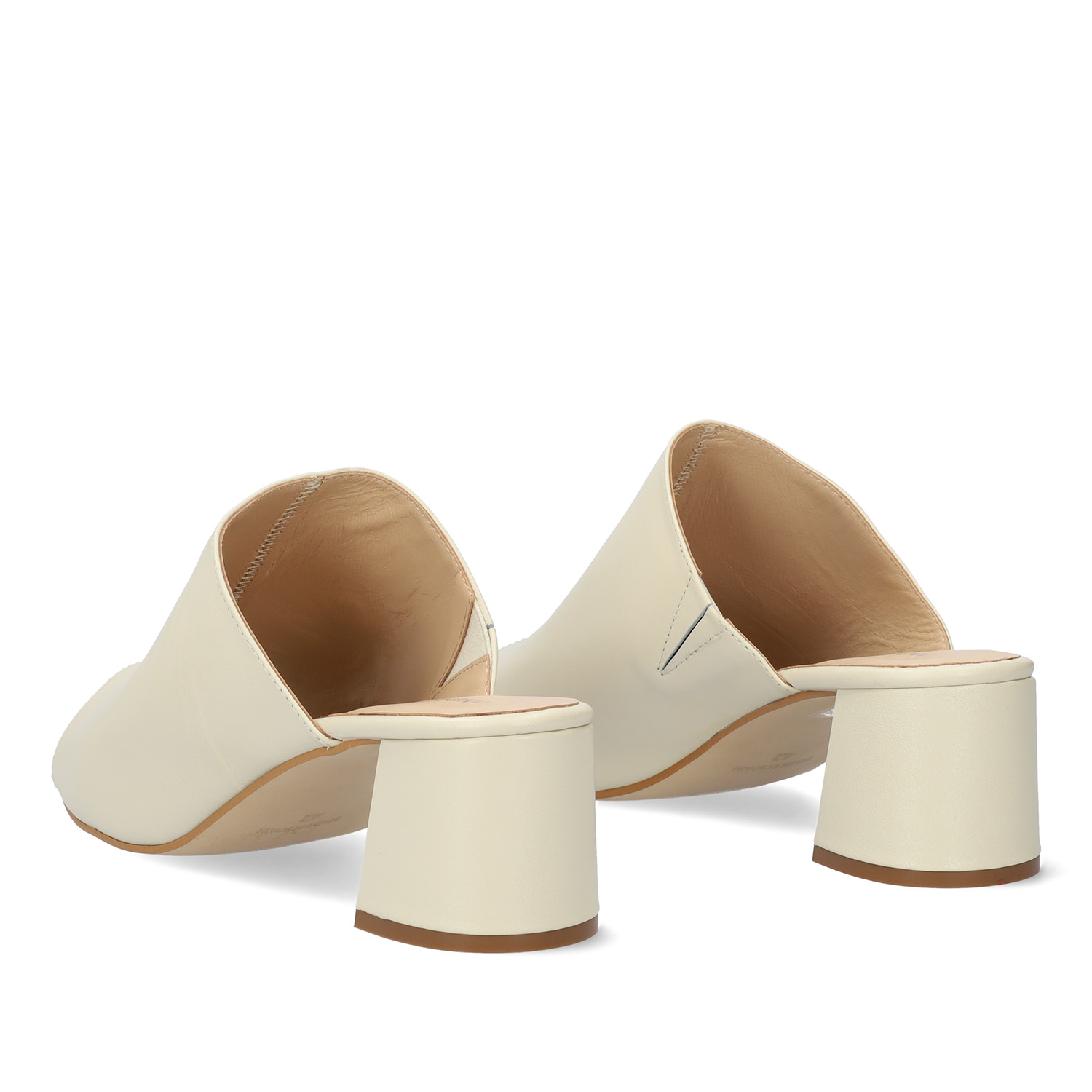 Off-white leather heeled mules 