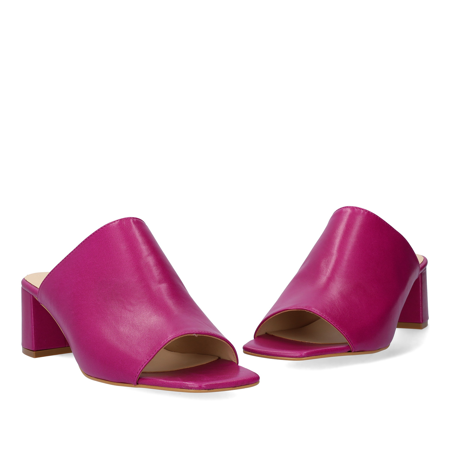 Purple leather heeled mules 