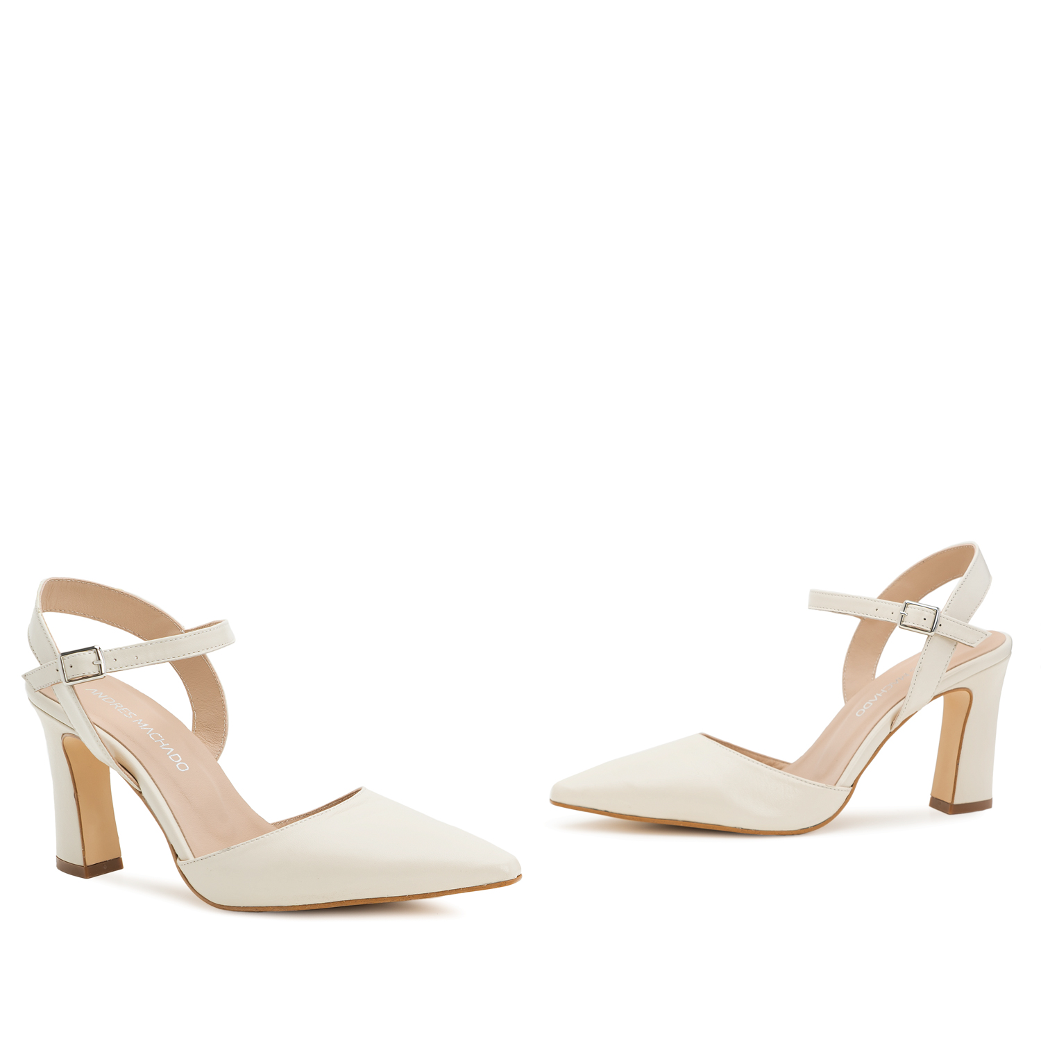 Slingback Heels in Off White Leather 
