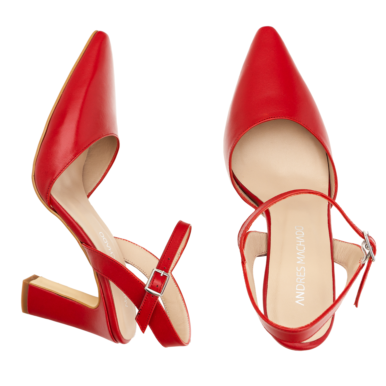 Slingback Heels in Red Leather 
