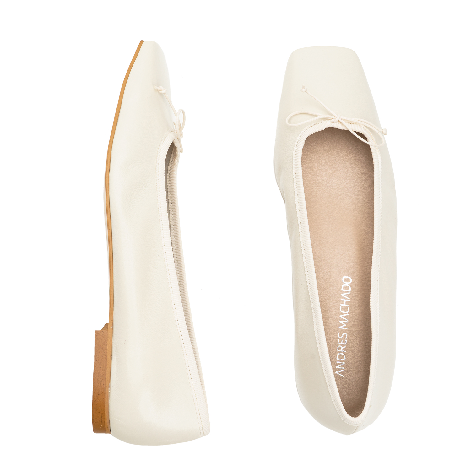 Ballerina Flats in Off White Leather 
