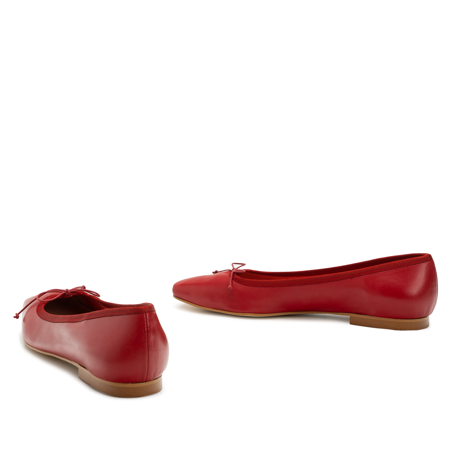 Ballerina Flats in Red Leather 