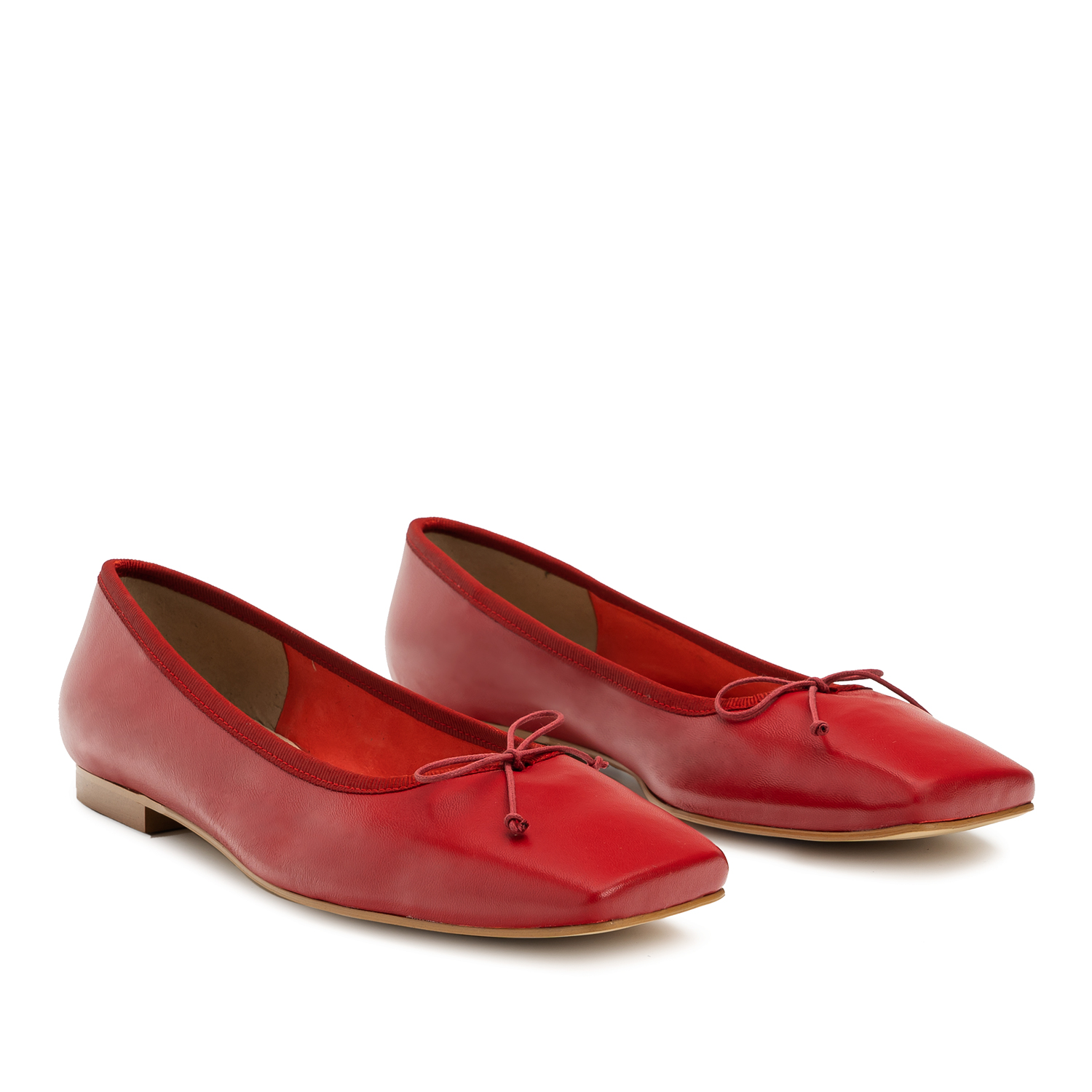 Ballerina Flats in Red Leather 