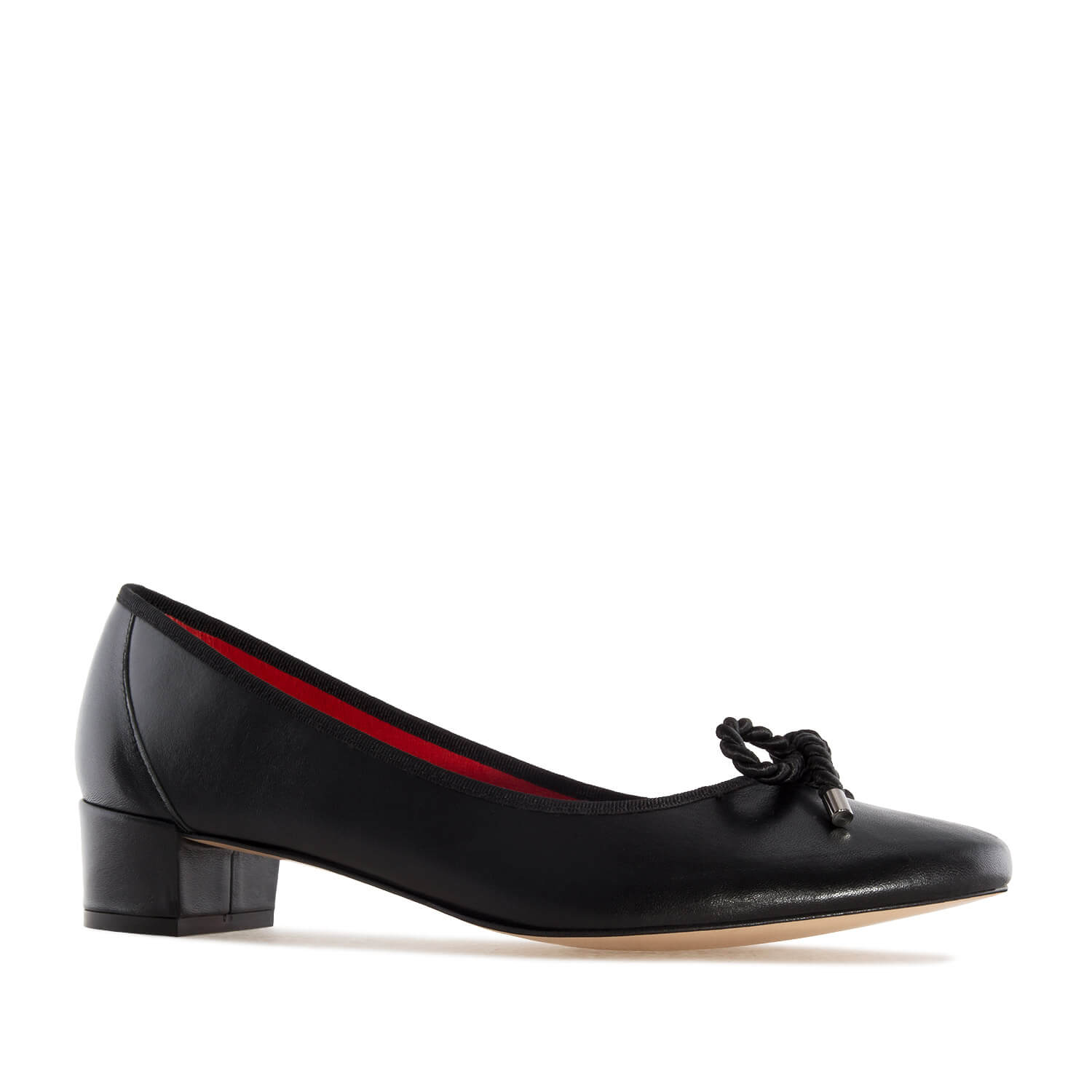 Reef Knot Black Leather Ballet Flats 
