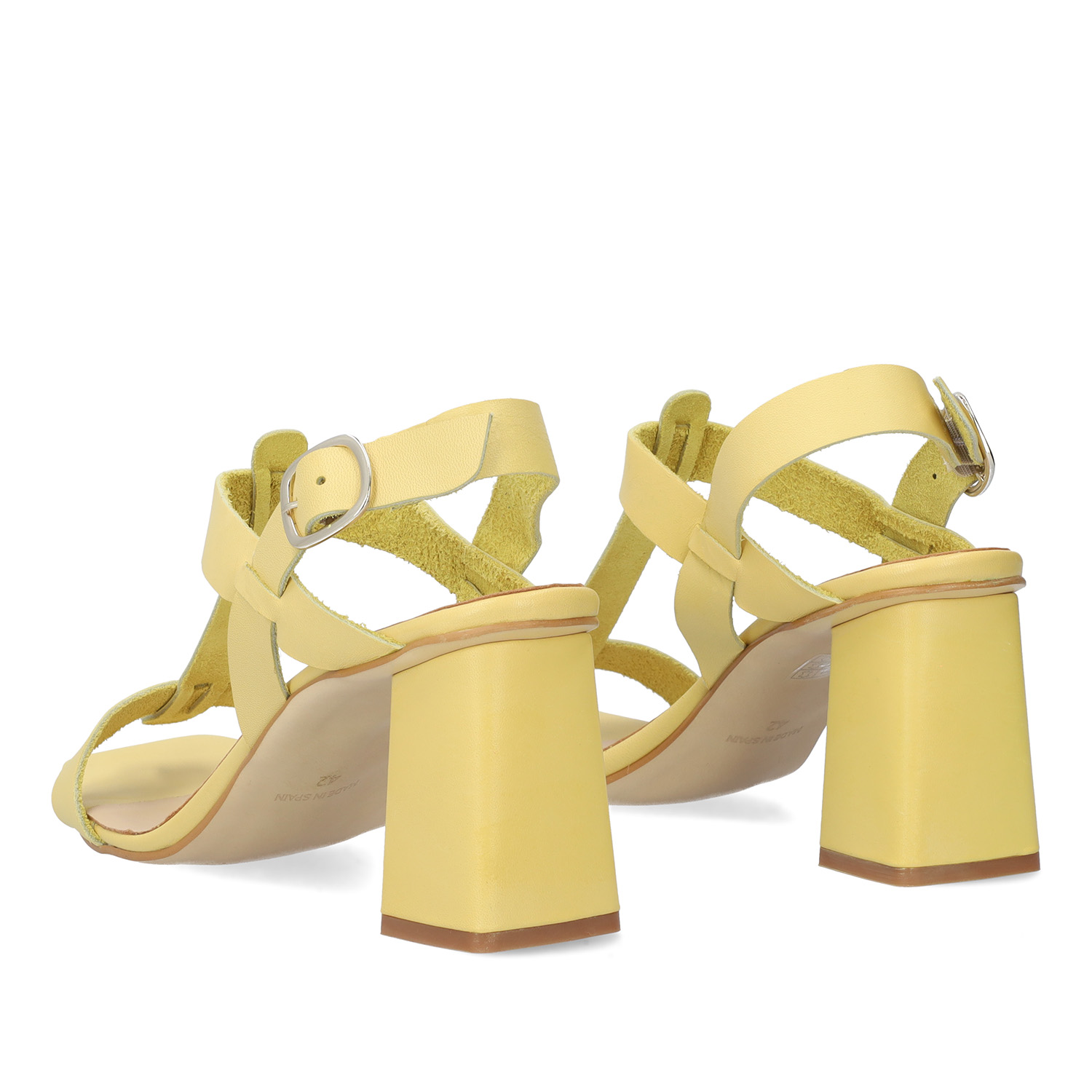 Yellow leather heeled sandals 