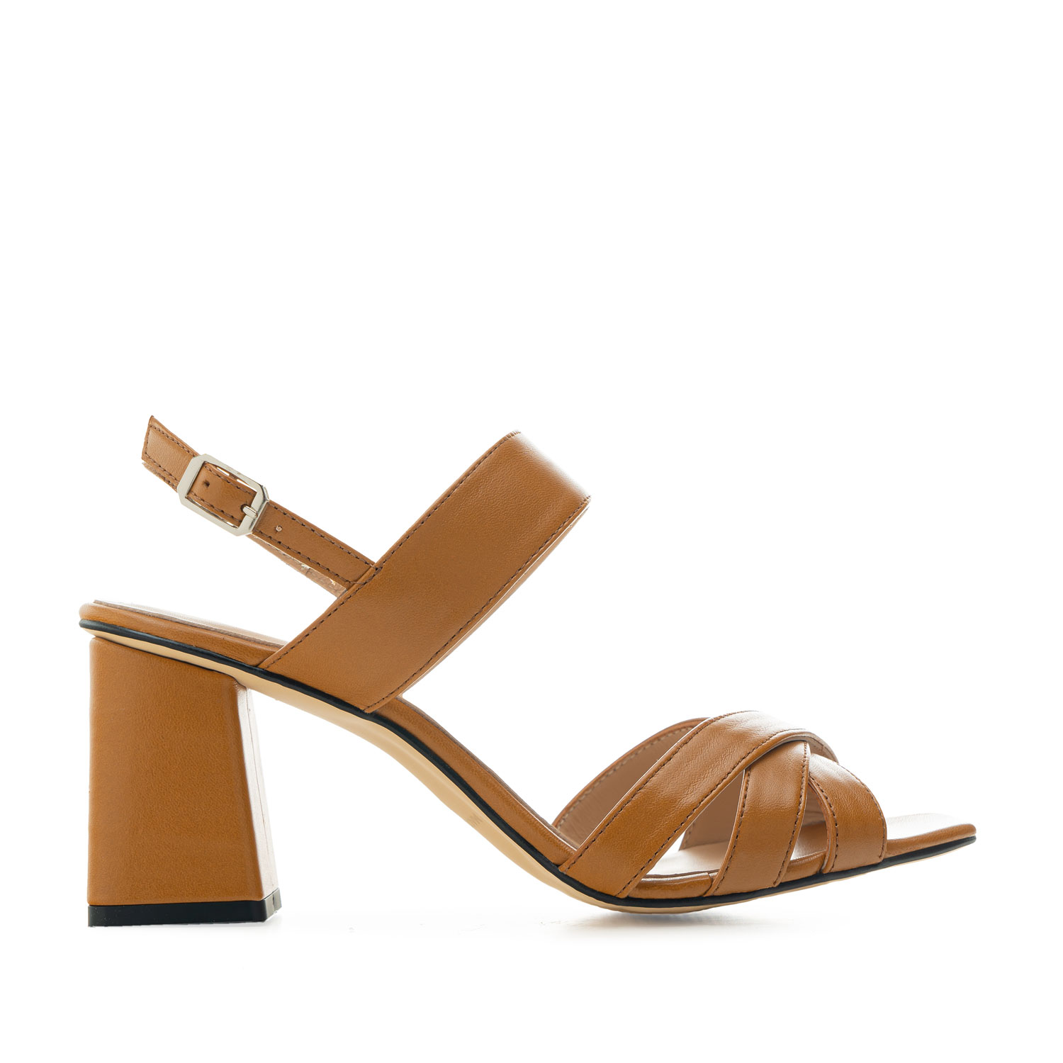 Block Sandals in Camel Leather 
