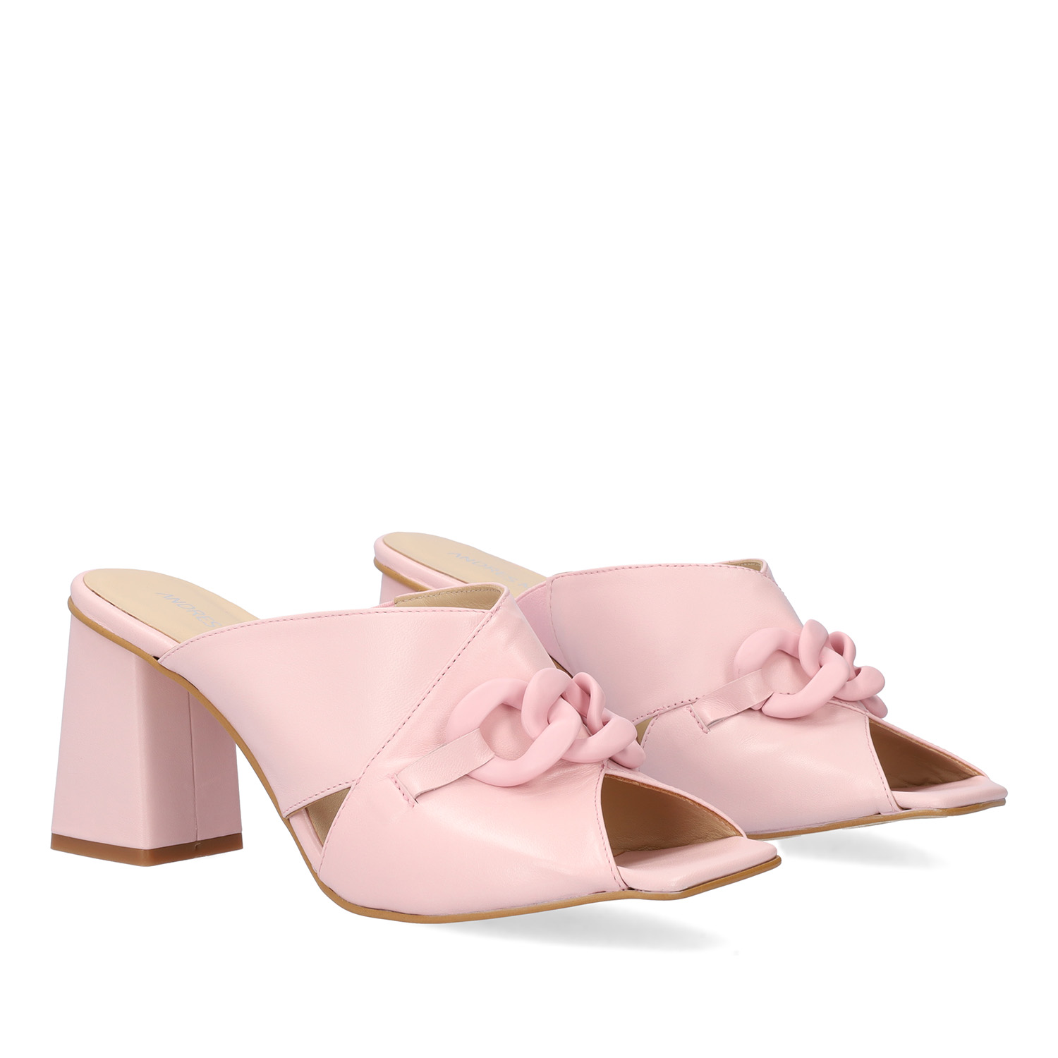 Pink leather heeled sandals 