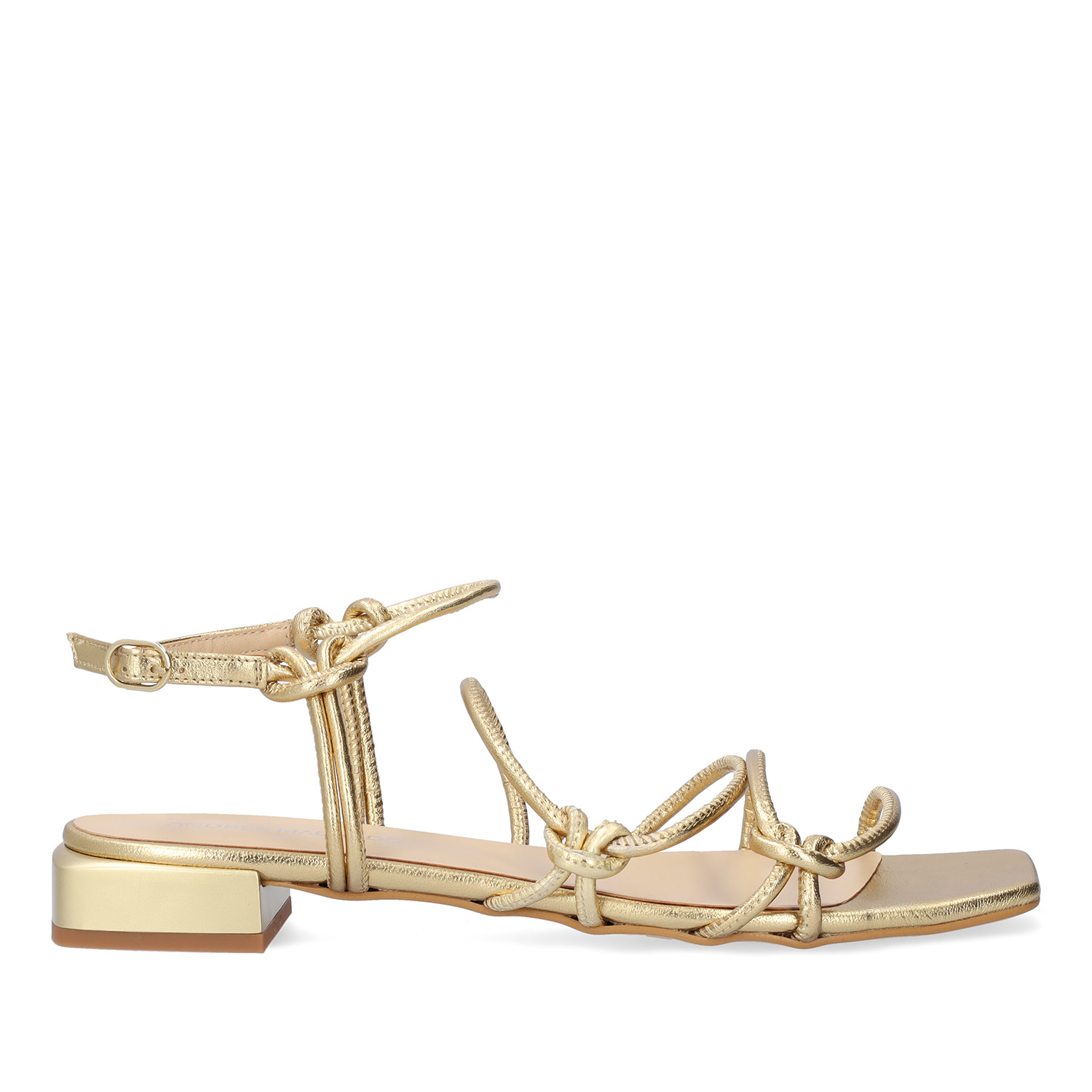 Gold leather flat sandals 