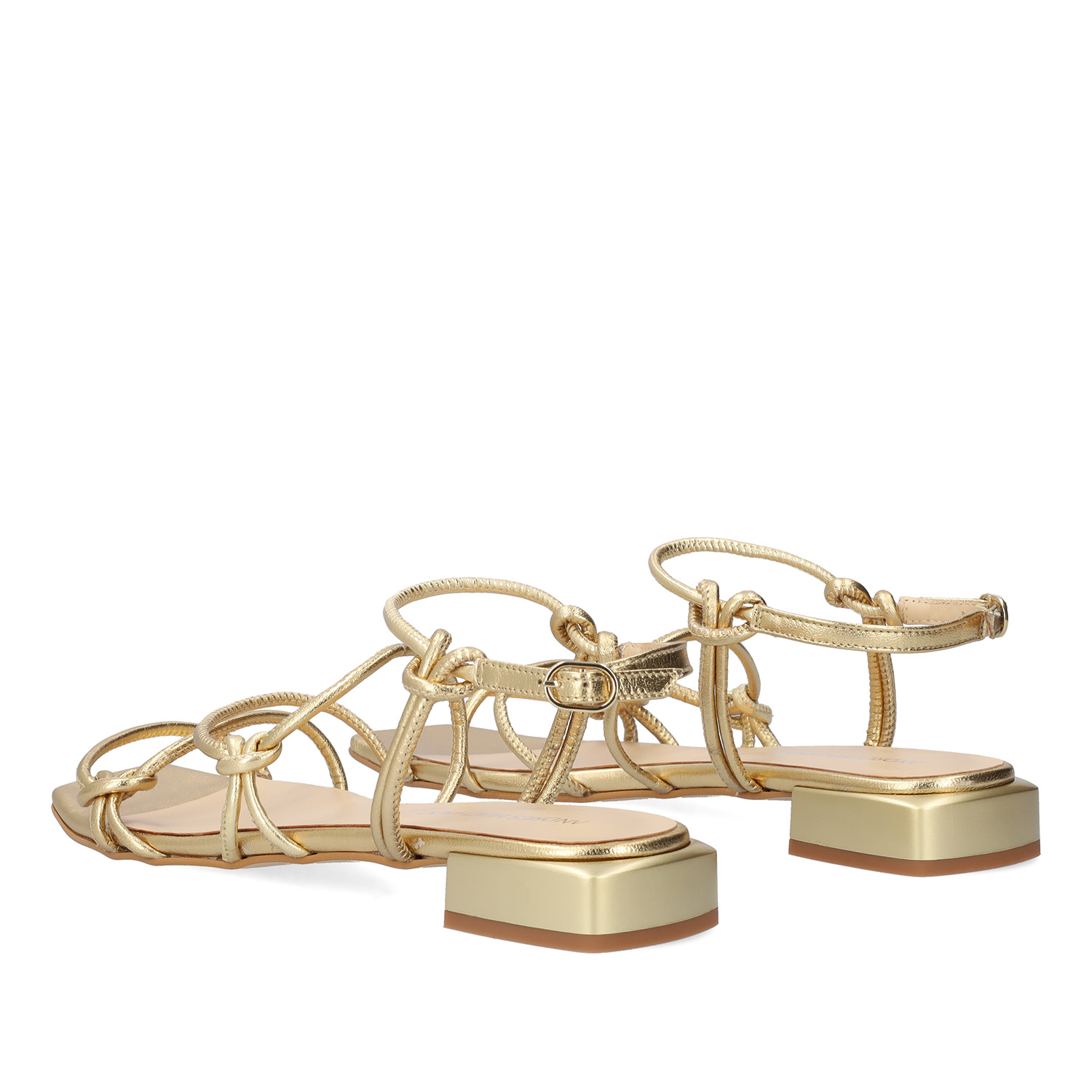 Gold leather flat sandals 