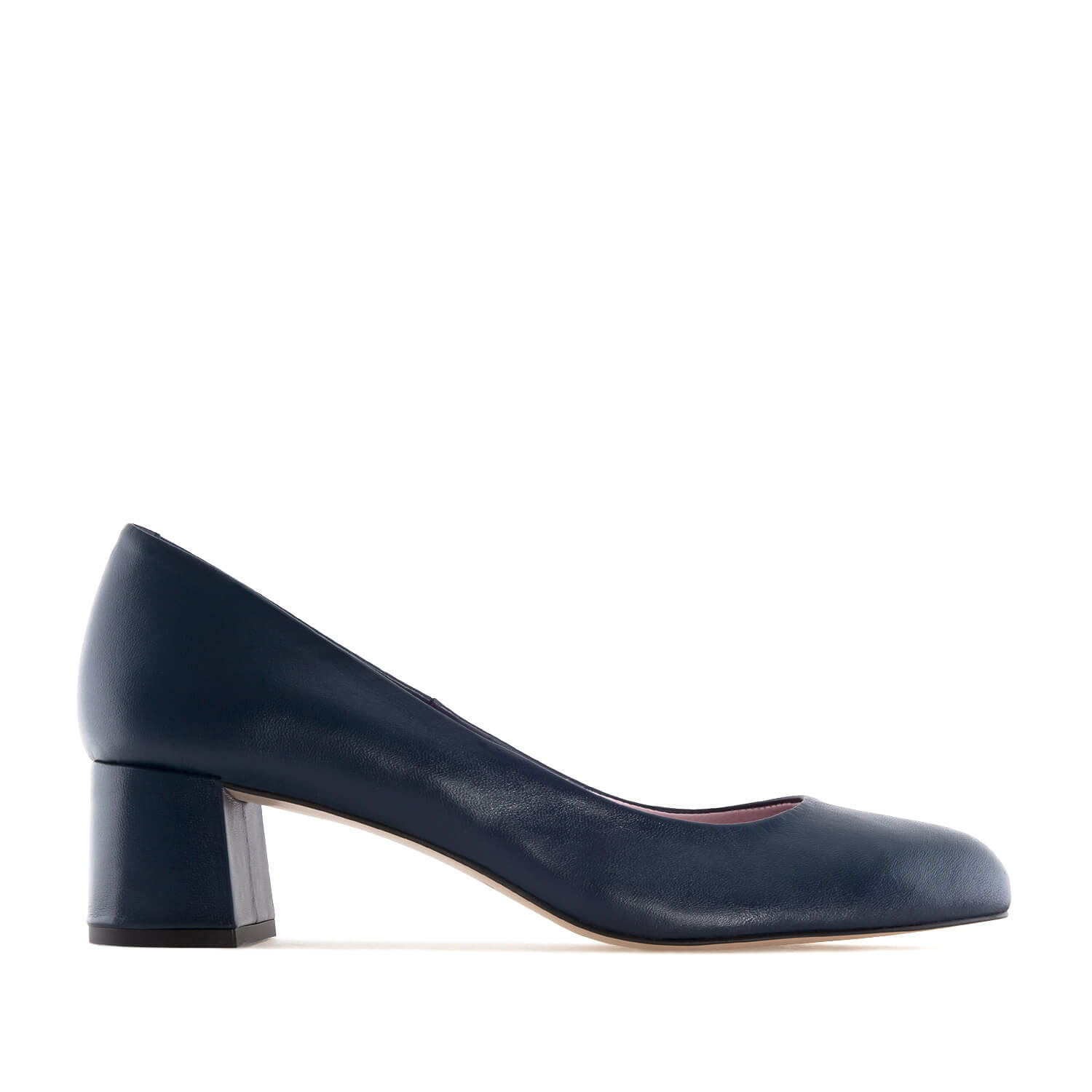 Navy Leather Heeled Shoes 