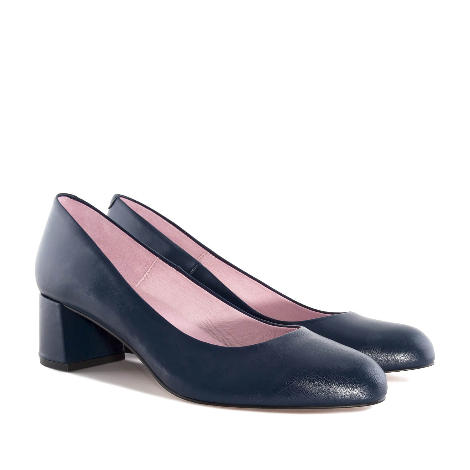 Navy Leather Heeled Shoes 