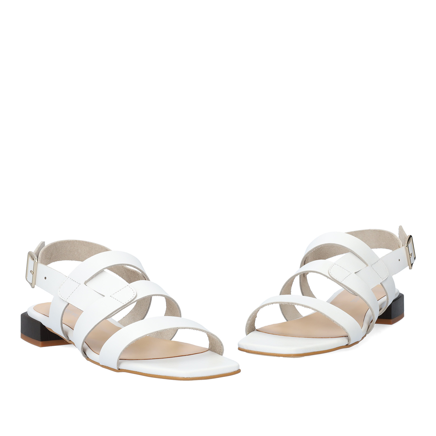 White leather flat sandals 