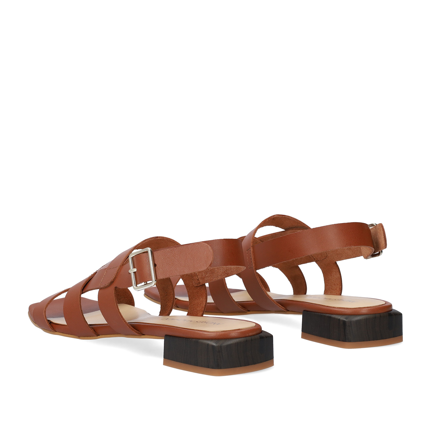 Sandale plate Marron en cuir 
