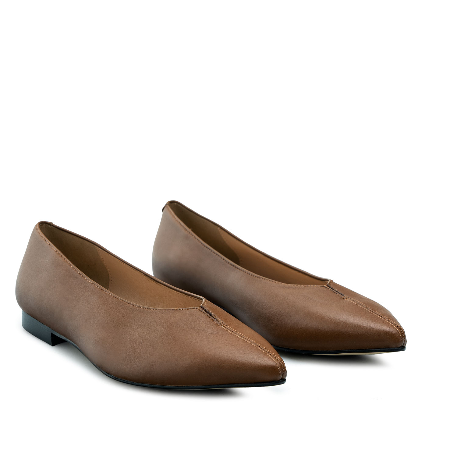 Flat Slip-on Shoes in Brown Leather