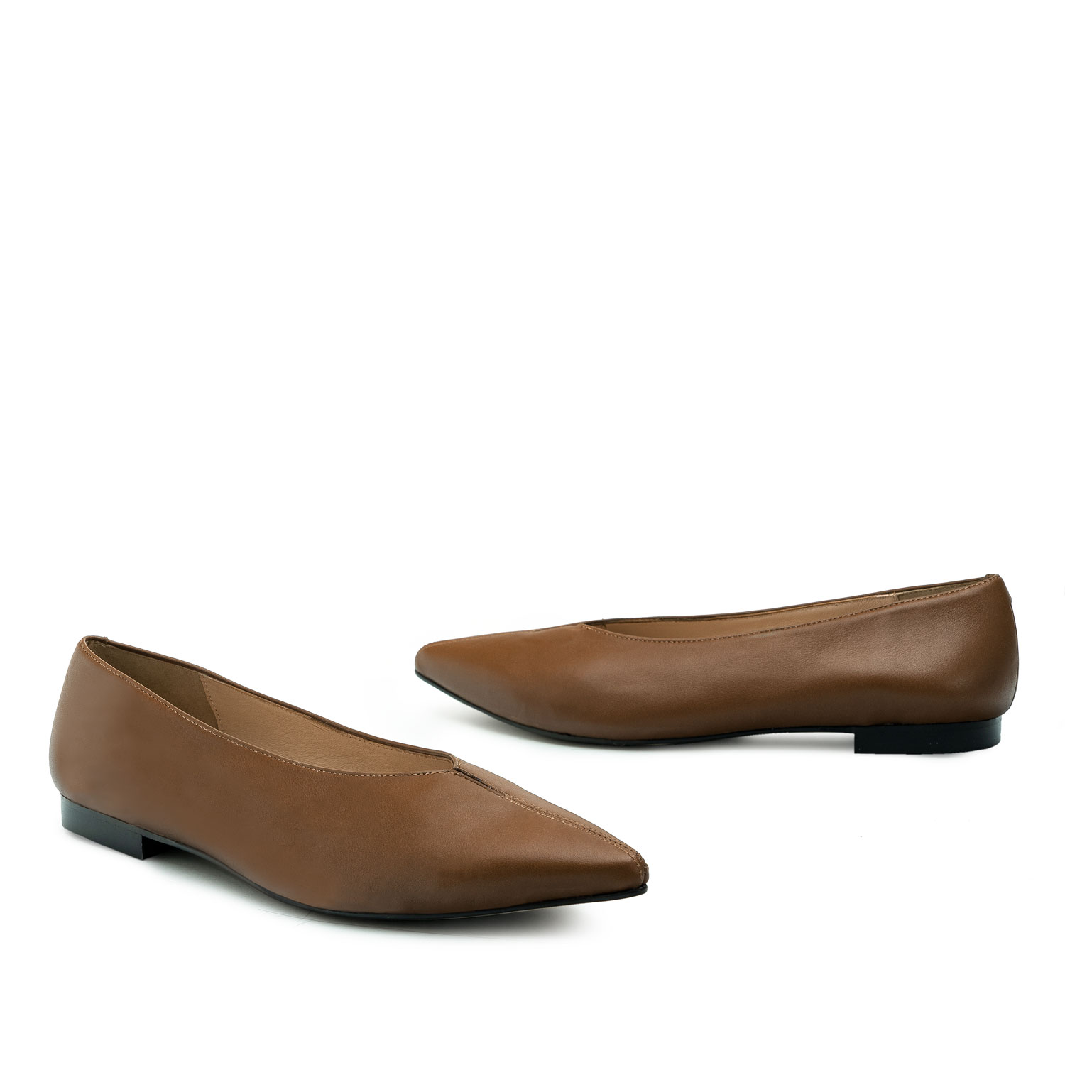 Flat Slip-on Shoes in Brown Leather 
