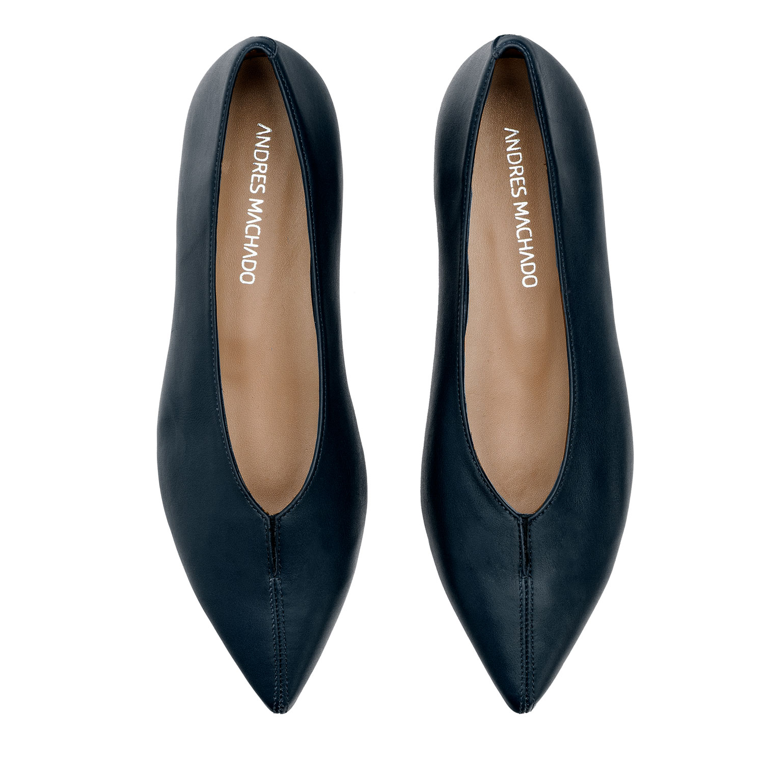Flat Slip-on Shoes in Navy Leather 