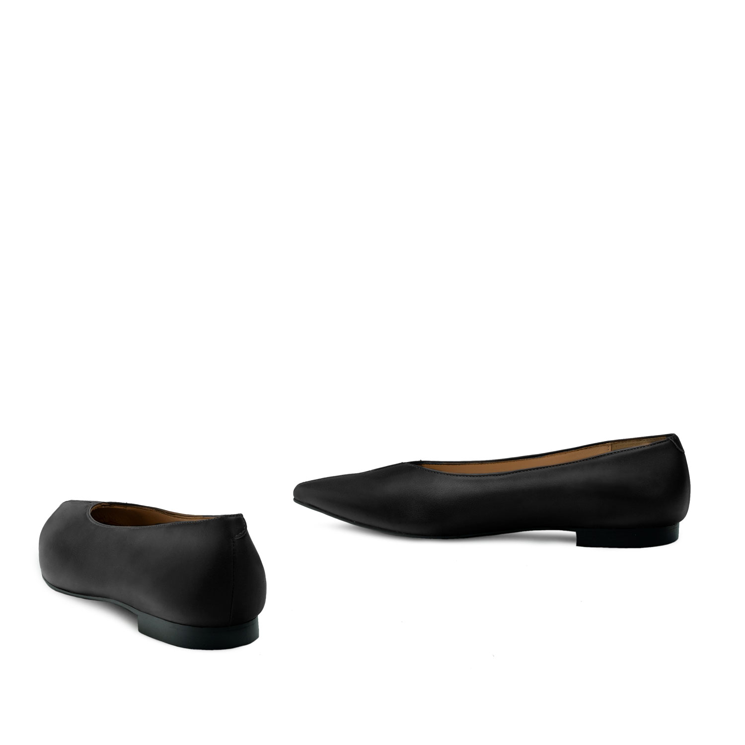 Chaussures plates à bout pointu en cuir Noir 
