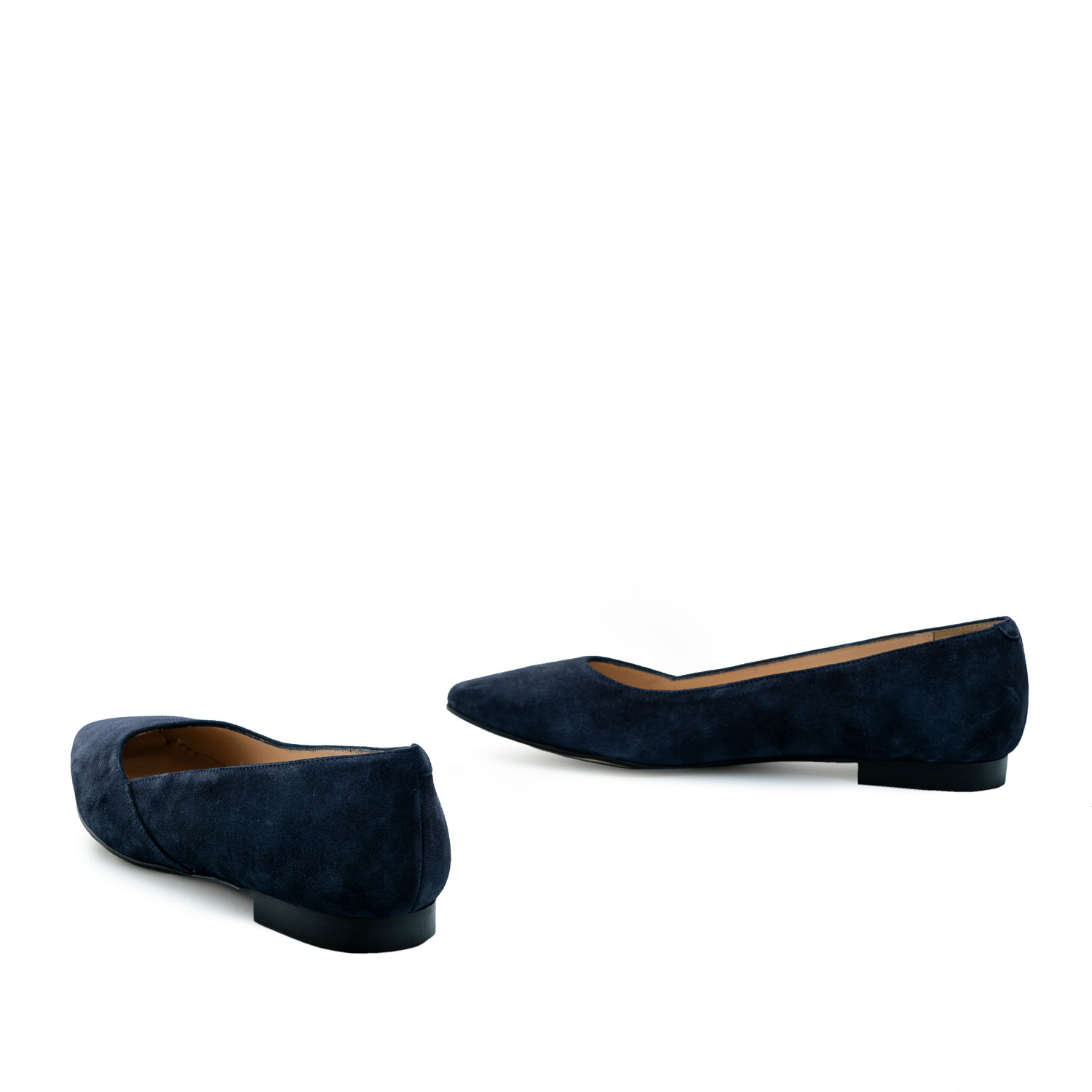 Chaussures plates en croûte de cuir Bleu Marine 