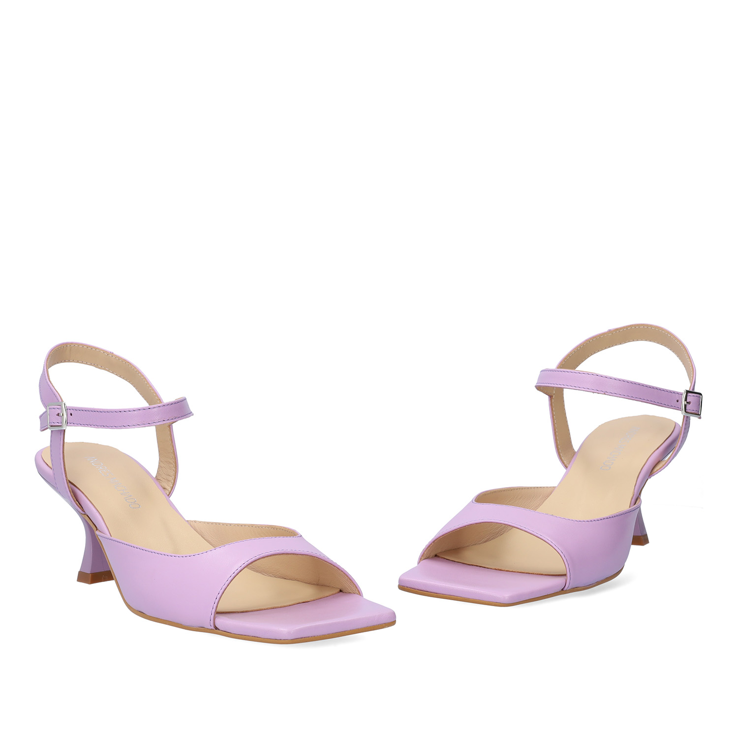 Purple leather heeled sandals 
