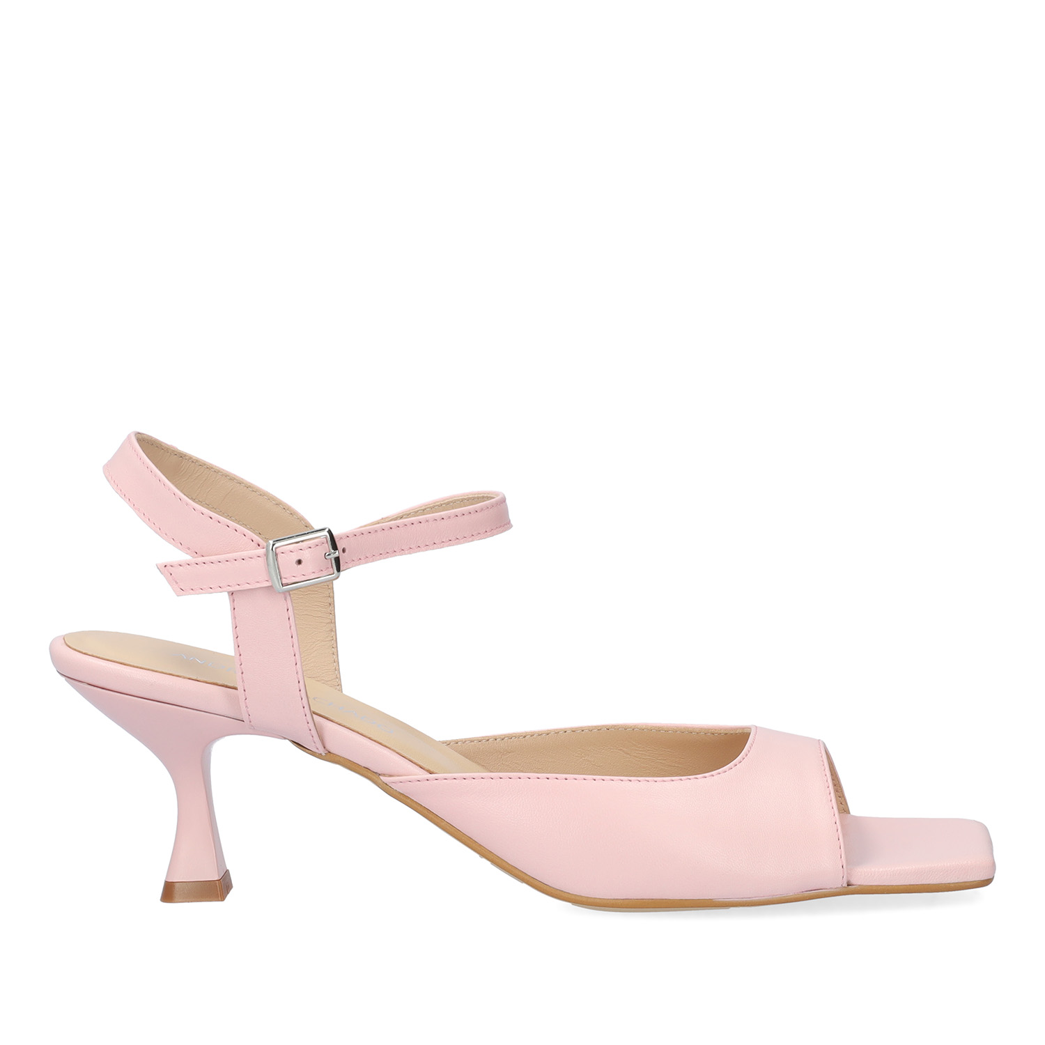 Pink leather heeled sandals 