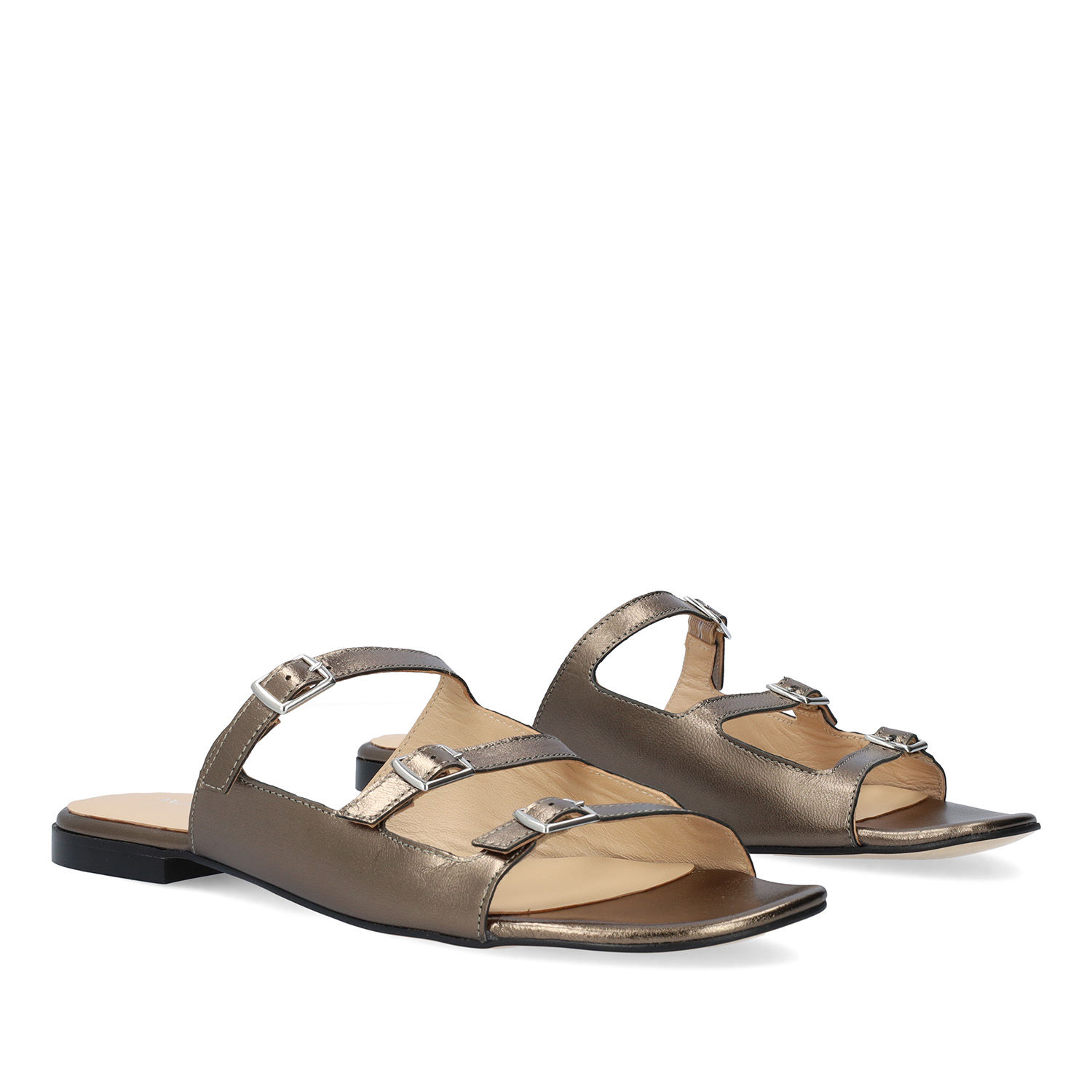 Bronce leather flat sandals 