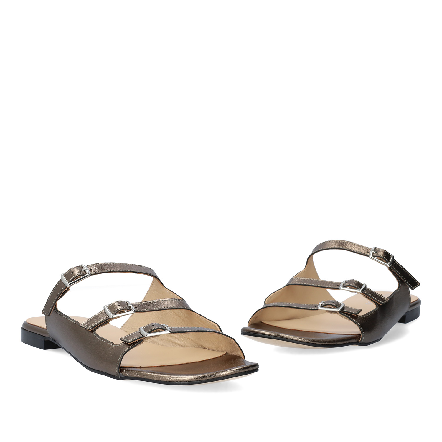 Bronce leather flat sandals 
