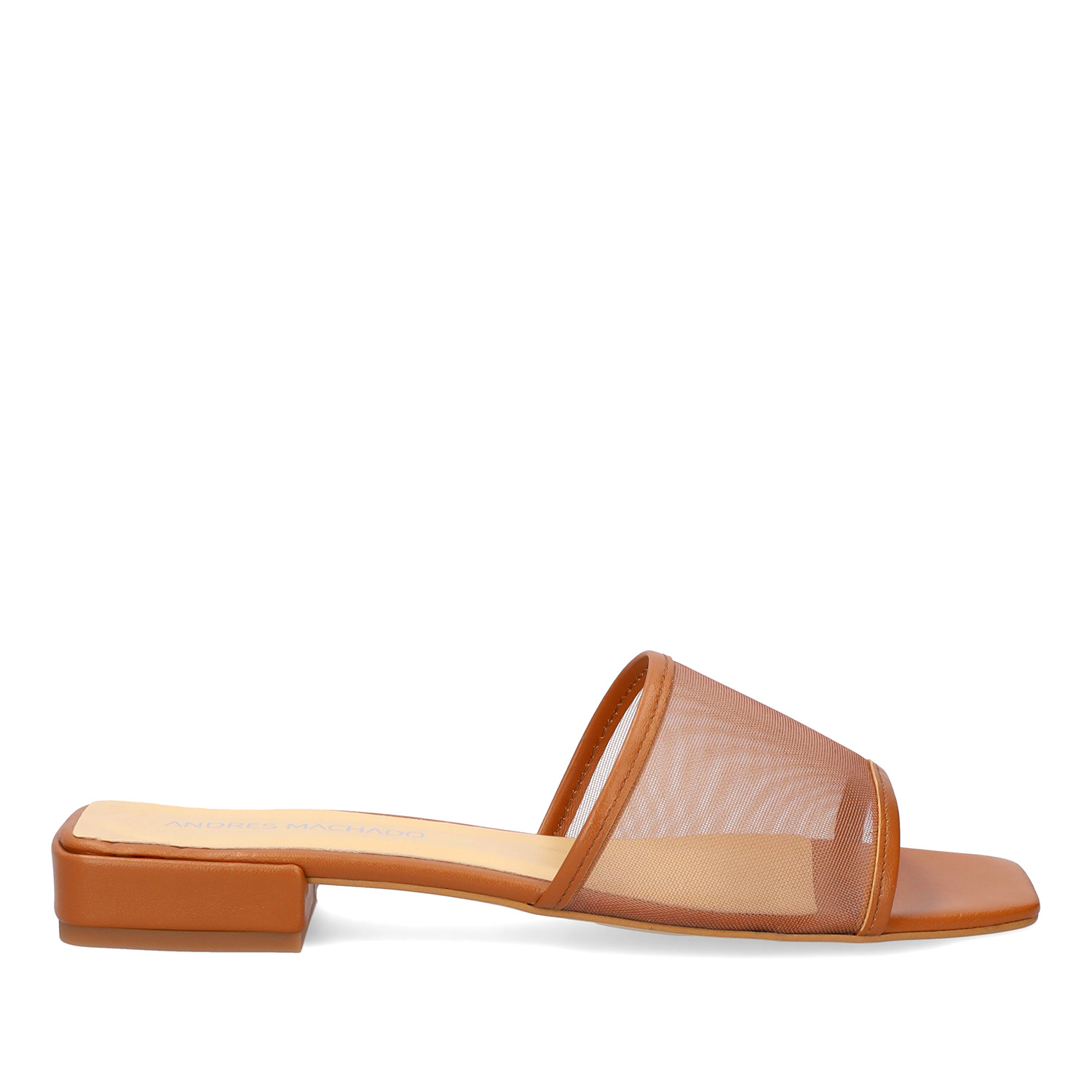 Sandale plate en cuir marron
