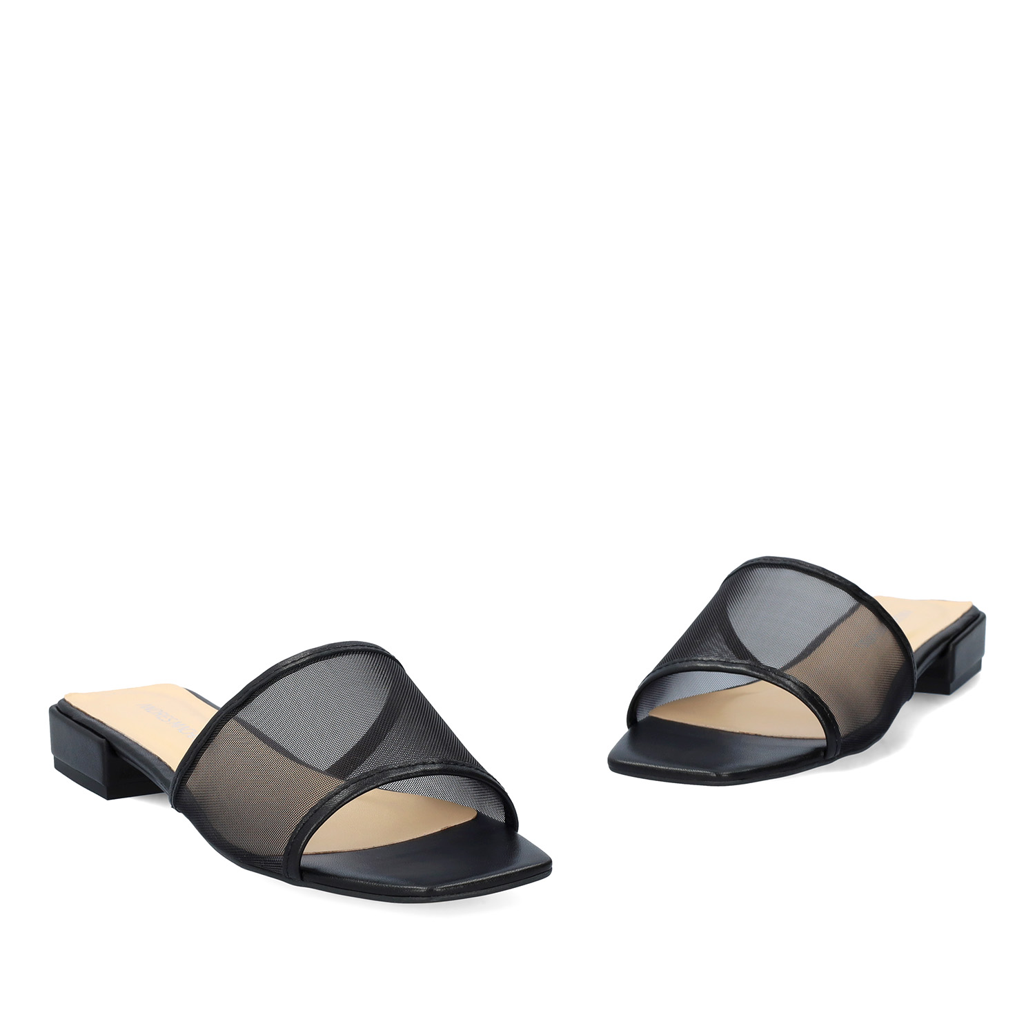 Black leather flat sandals 