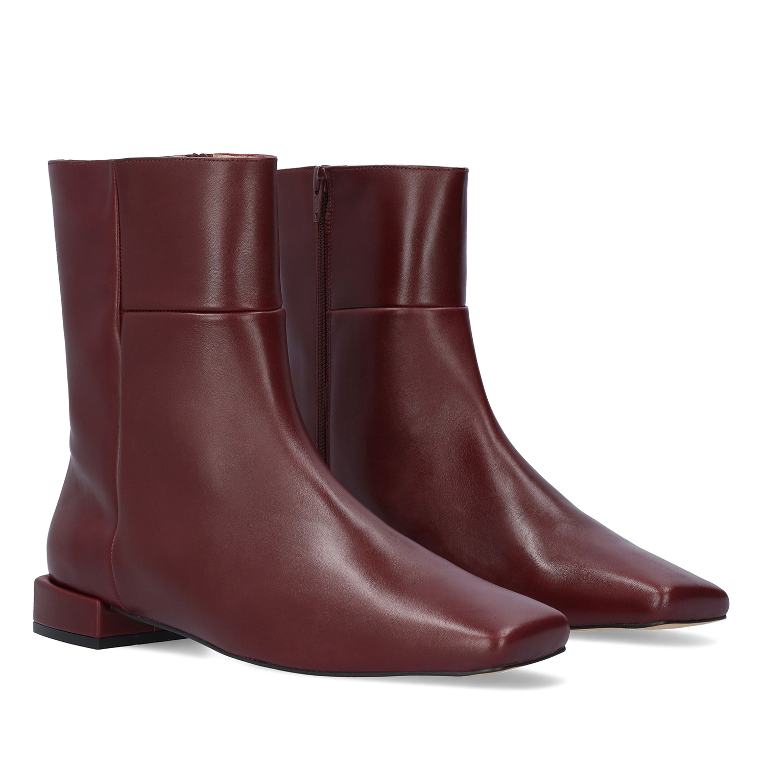 High top burgundy leather booties 