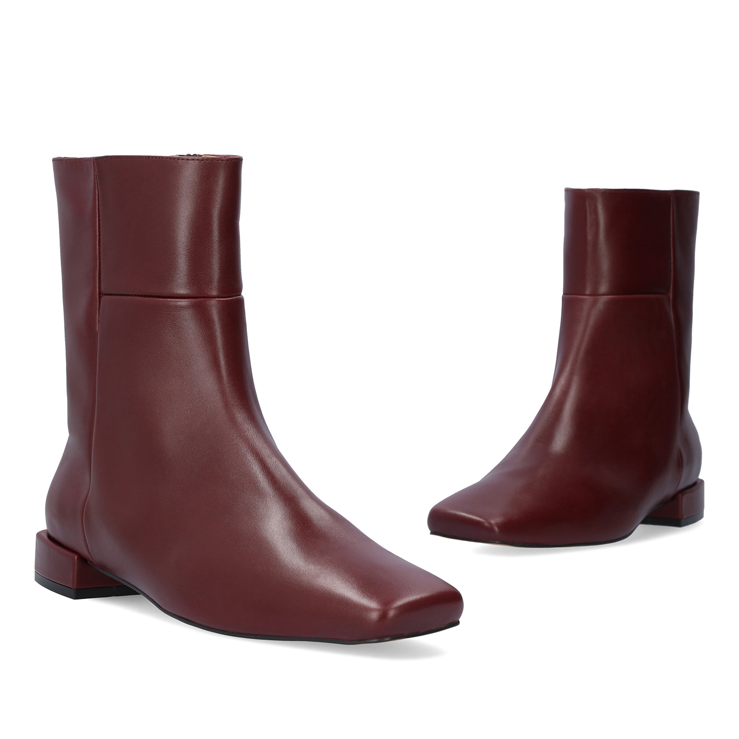 High top burgundy leather booties 