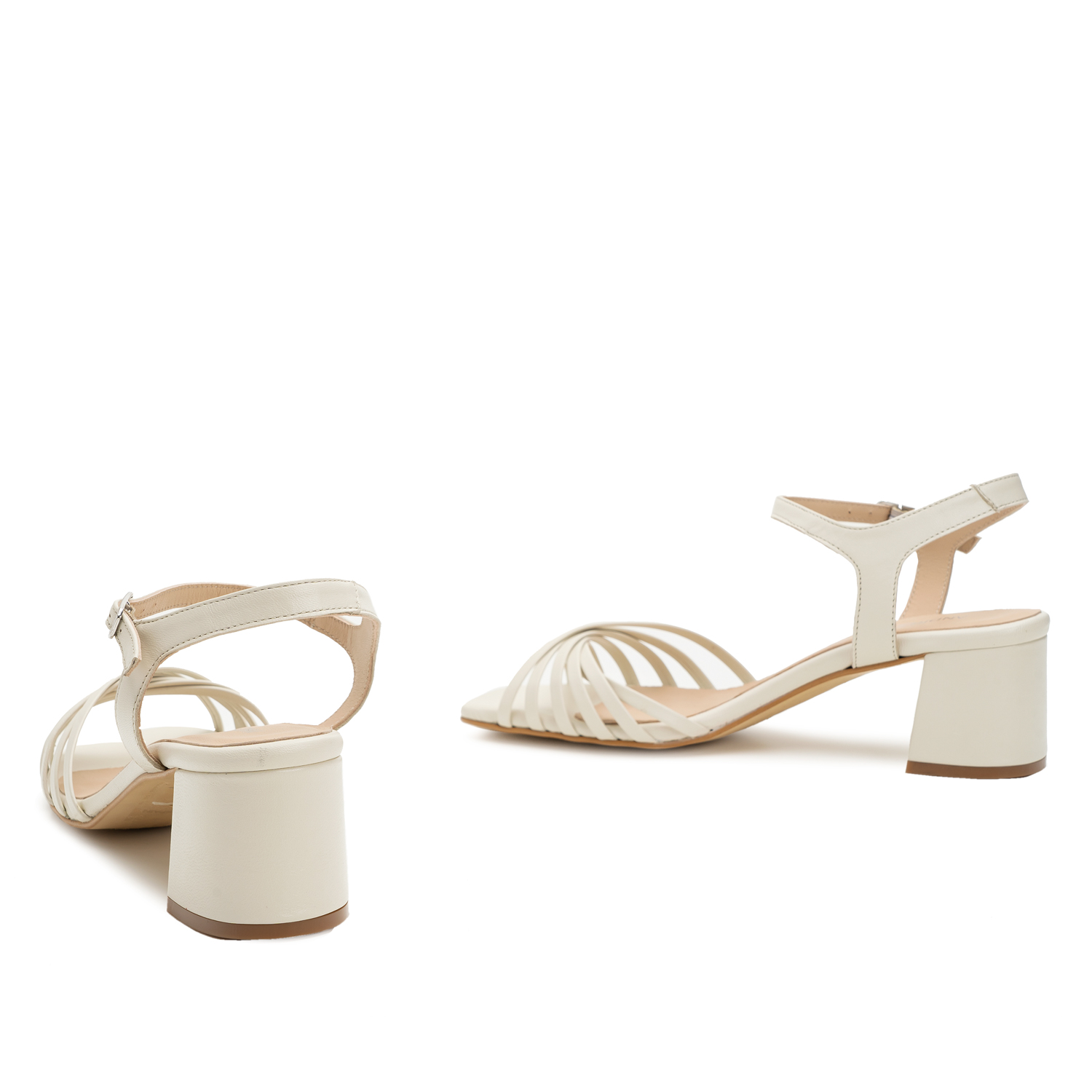 Strapped Sandals in Off White Leather 