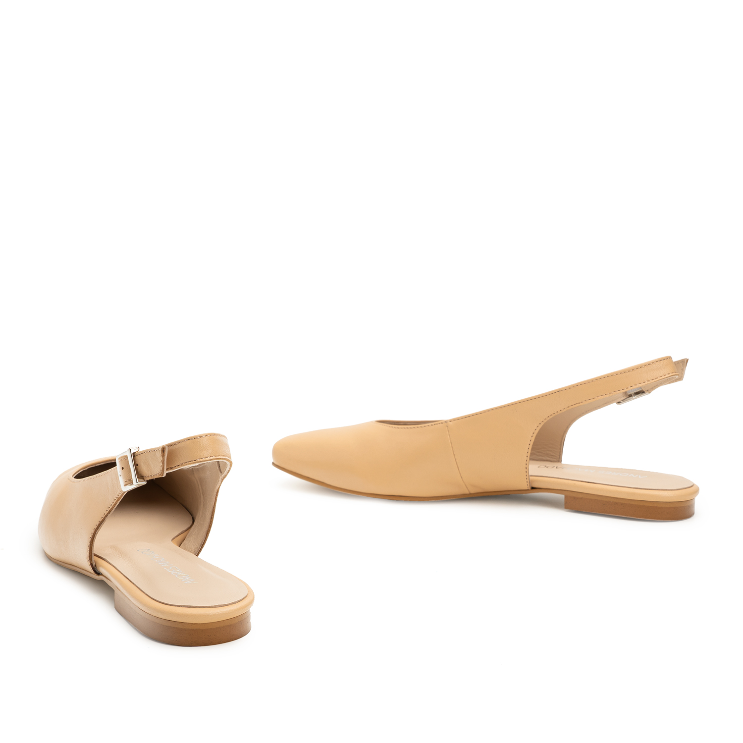Slingback flats in beige leather 