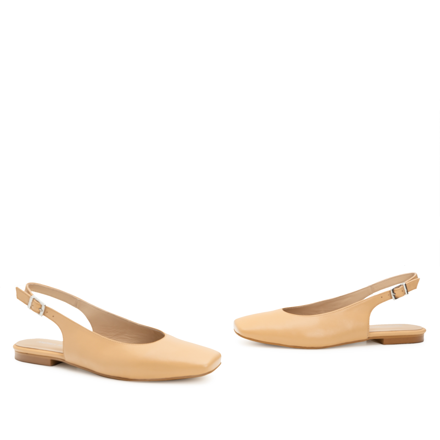 Slingback flats in beige leather 