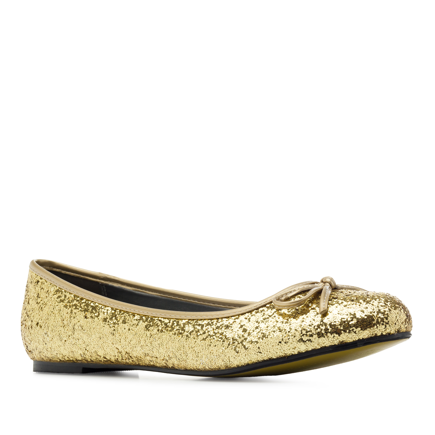 Klassische Ballerinas Glitzer Gold mit Schleife. 