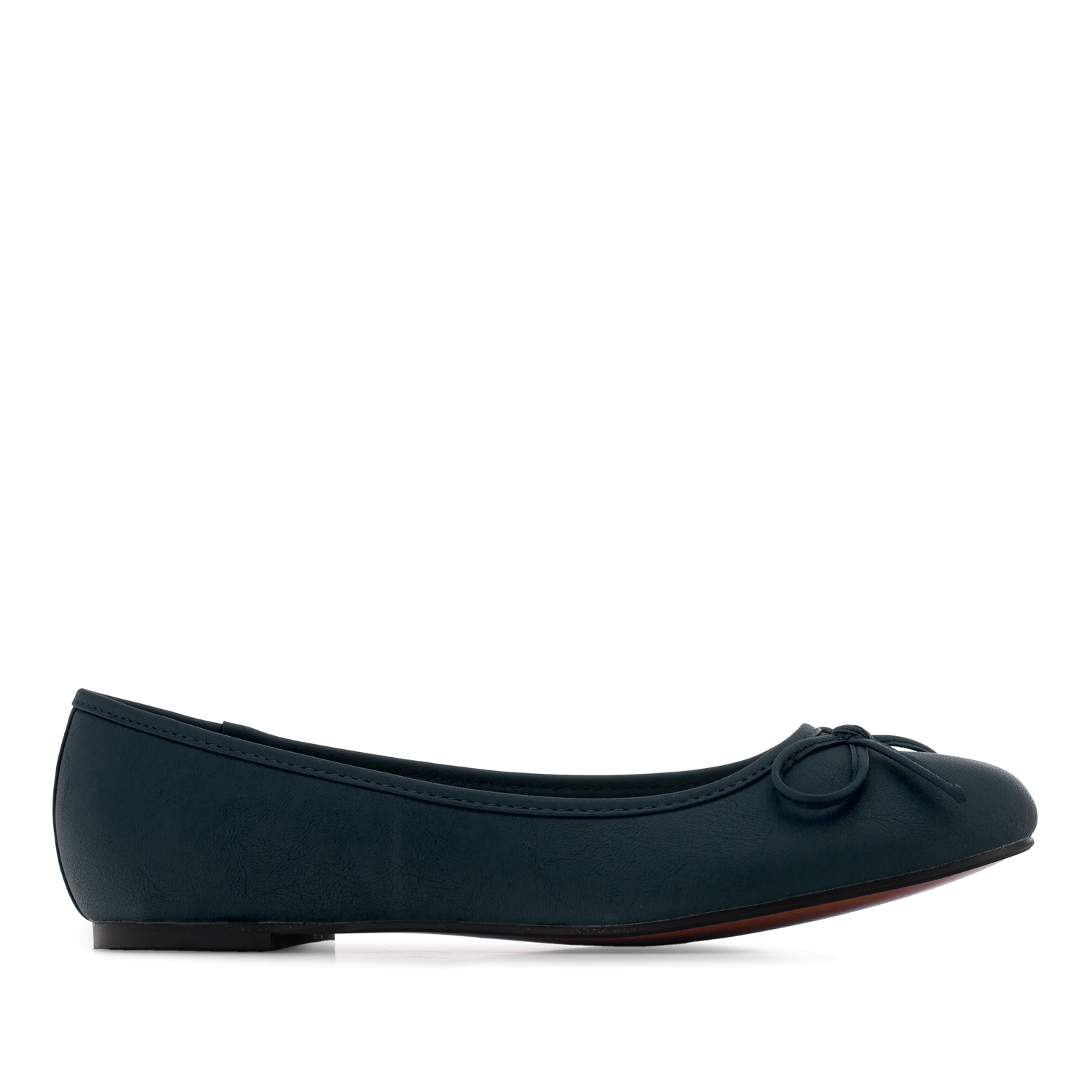 Dark blue faux-pull-leather Ballerinas with bow. 