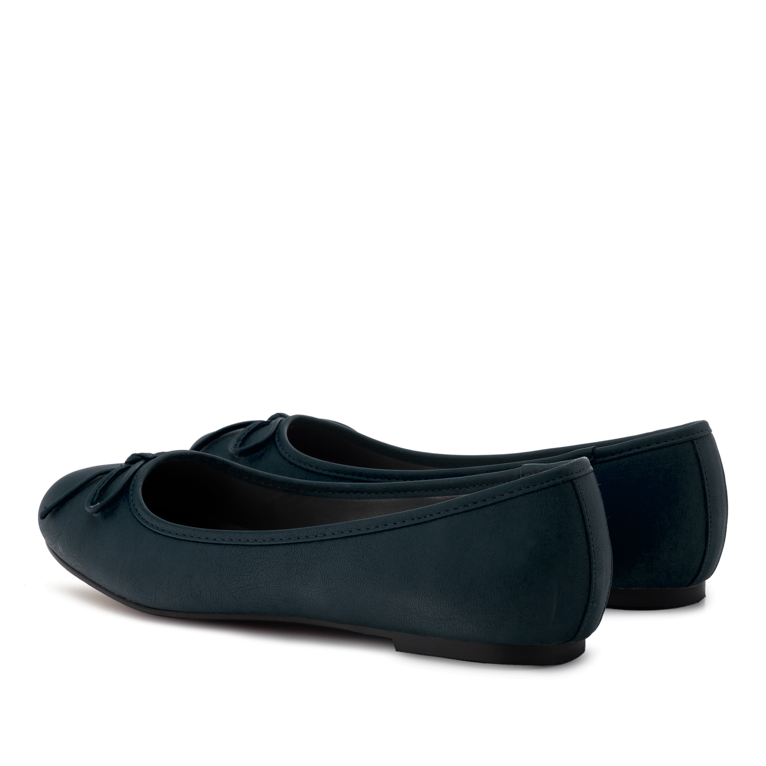 Dark blue faux-pull-leather Ballerinas with bow. 