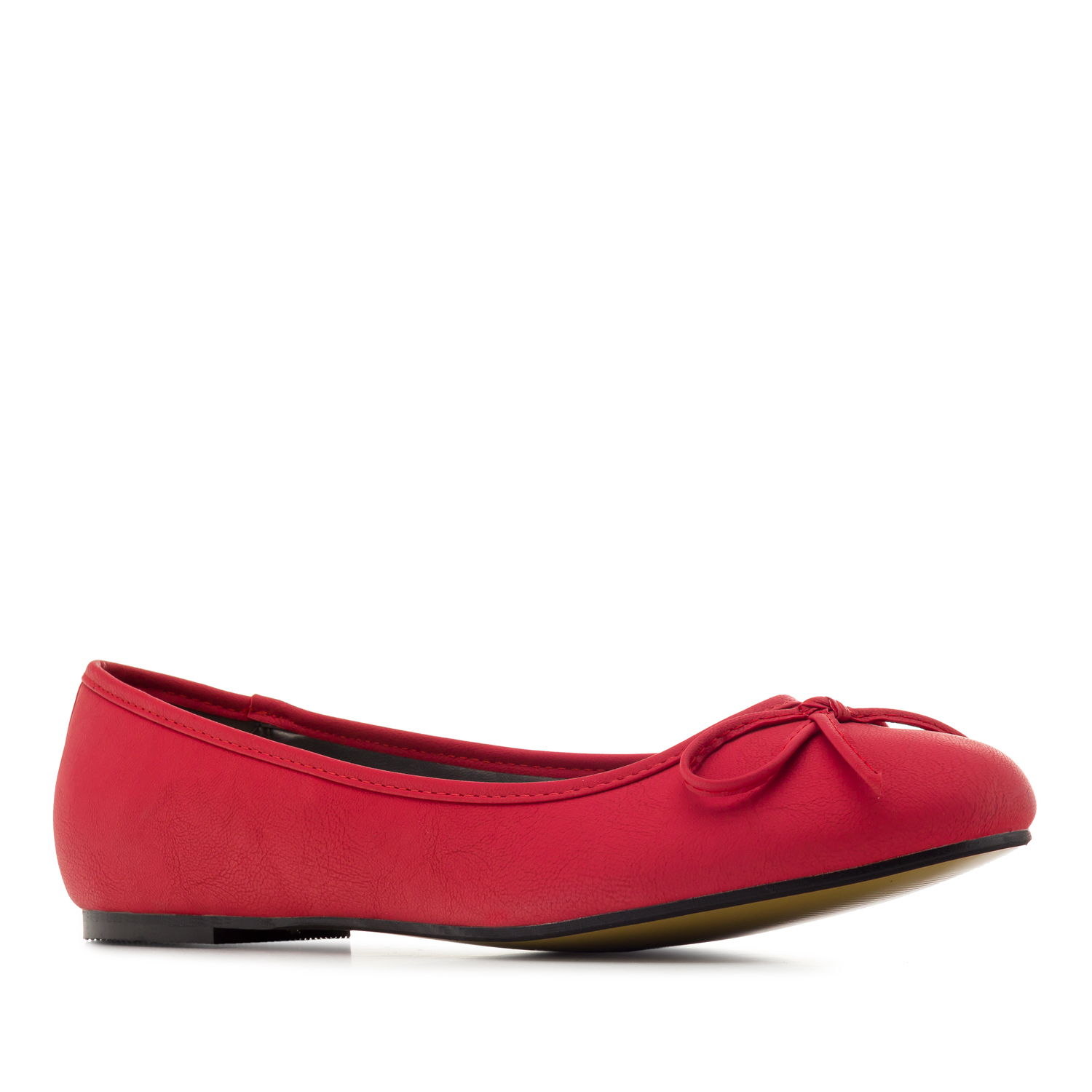 Red faux-pull-leather Ballerinas with bow. 