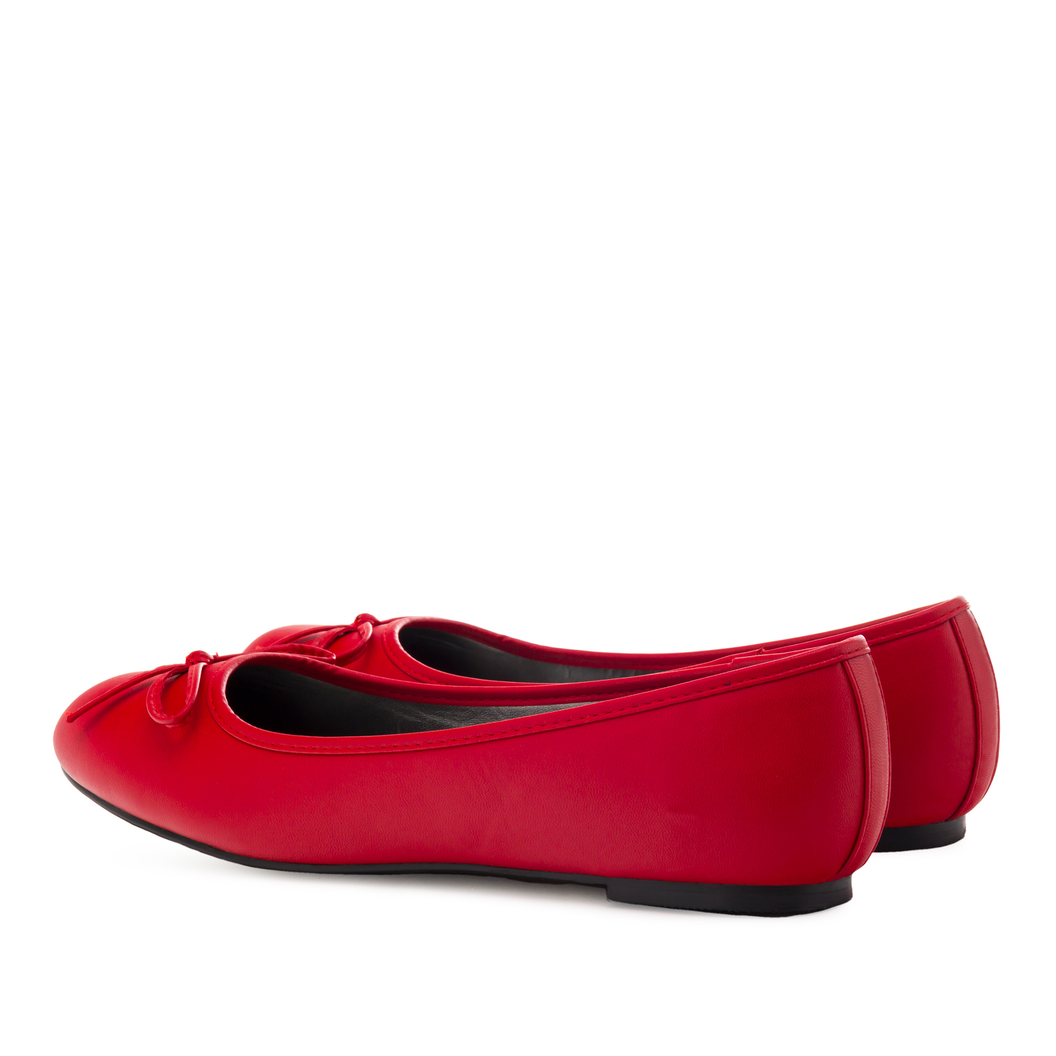 Flat classic ballerina, large sizes, imitation leather in red 