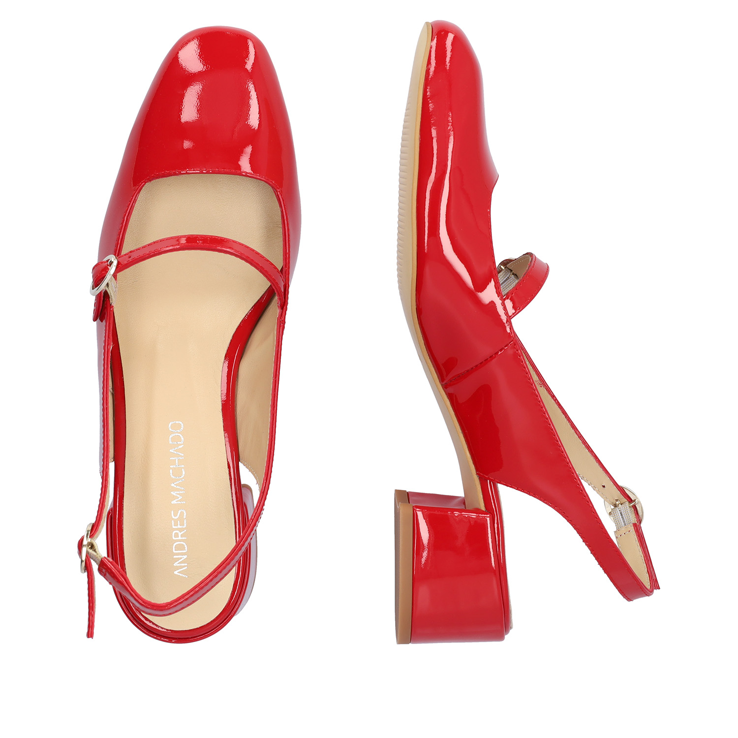 Heeled red patent leather Mary Janes 