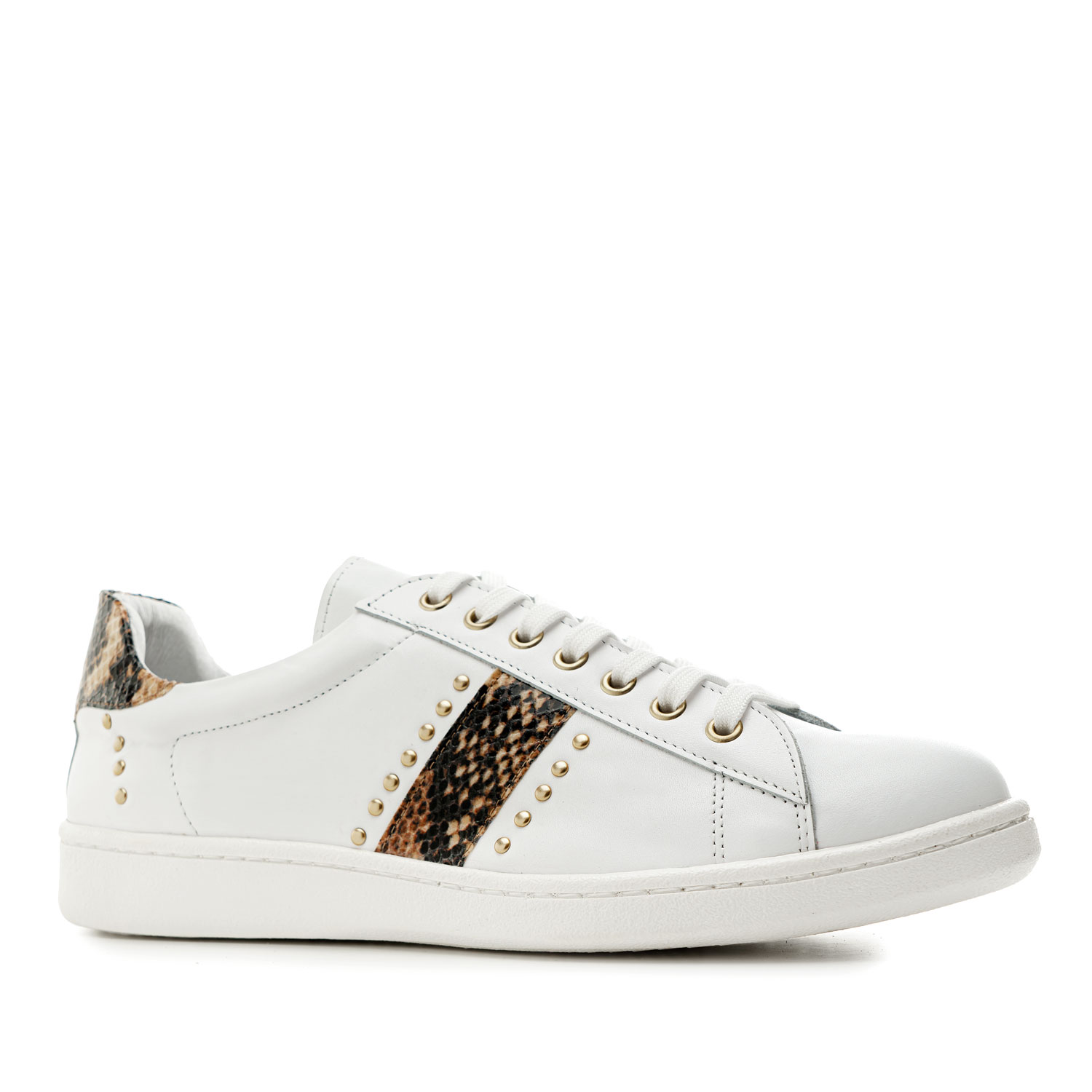 Tack Trainers in White Leather 