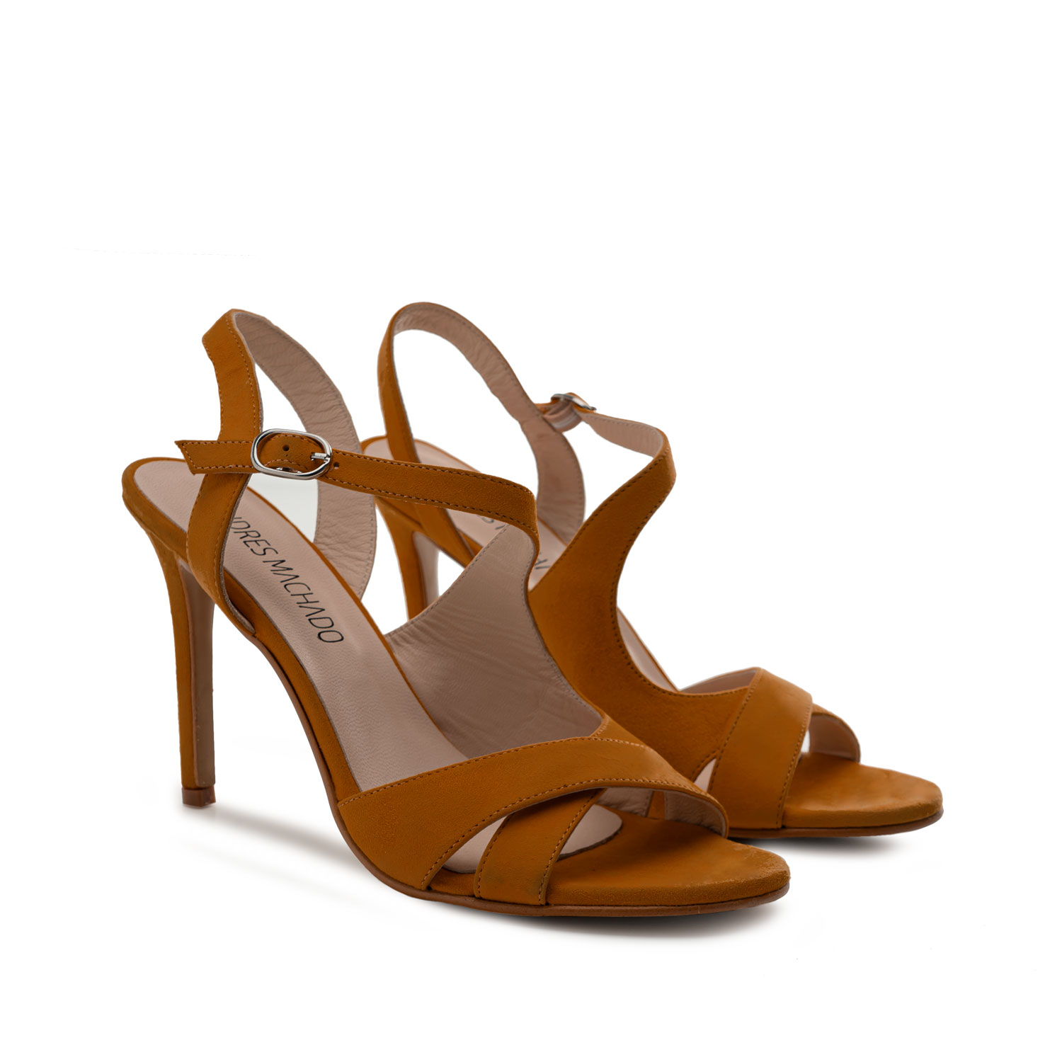 Stiletto Sandals in Camel Suede Leather 