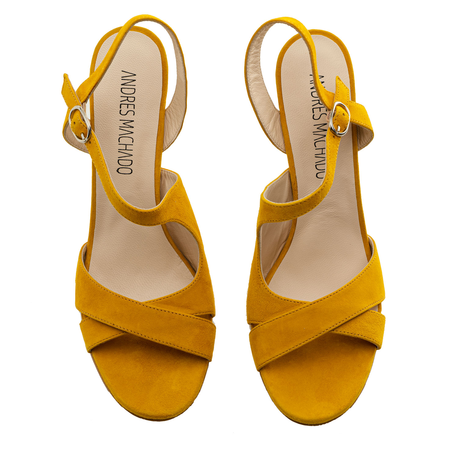 Sandaletten aus gelbem Veloursleder 