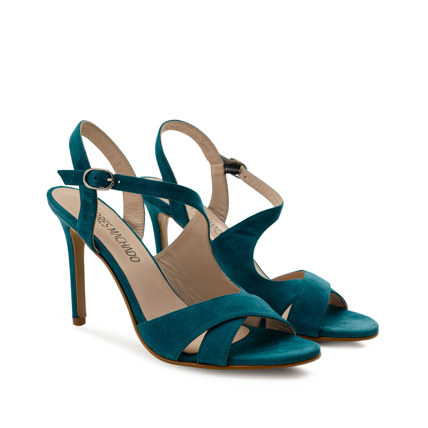 Stiletto Sandals in Blue Suede Leather 