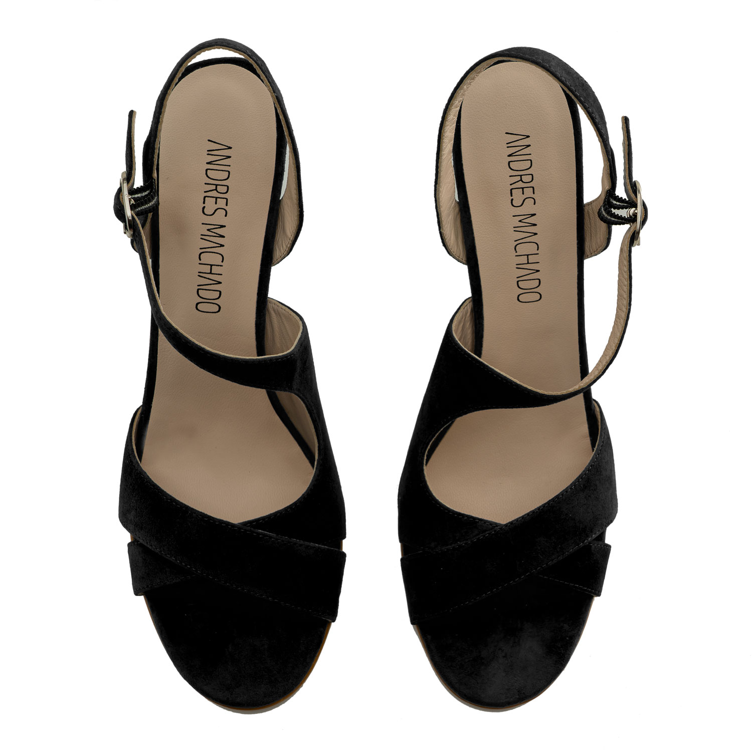 Stiletto Sandals in Black Suede Leather 