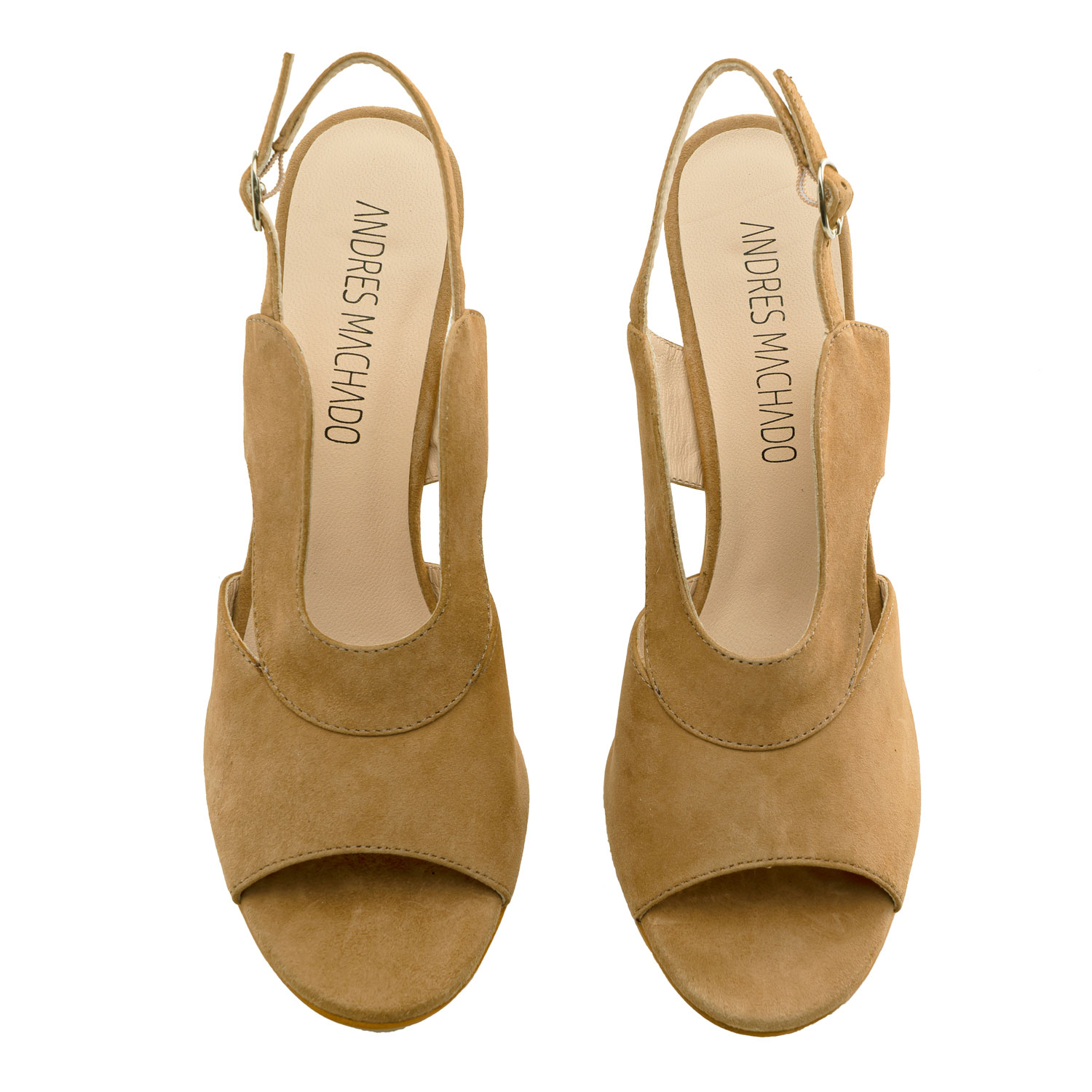 Slingback Sandals in Camel Suede Leather 