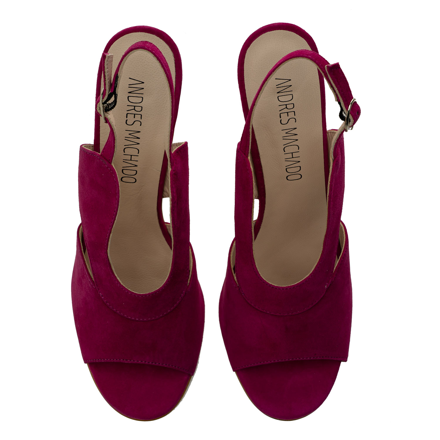 Slingback Sandals in Fuchsia Suede Leather 