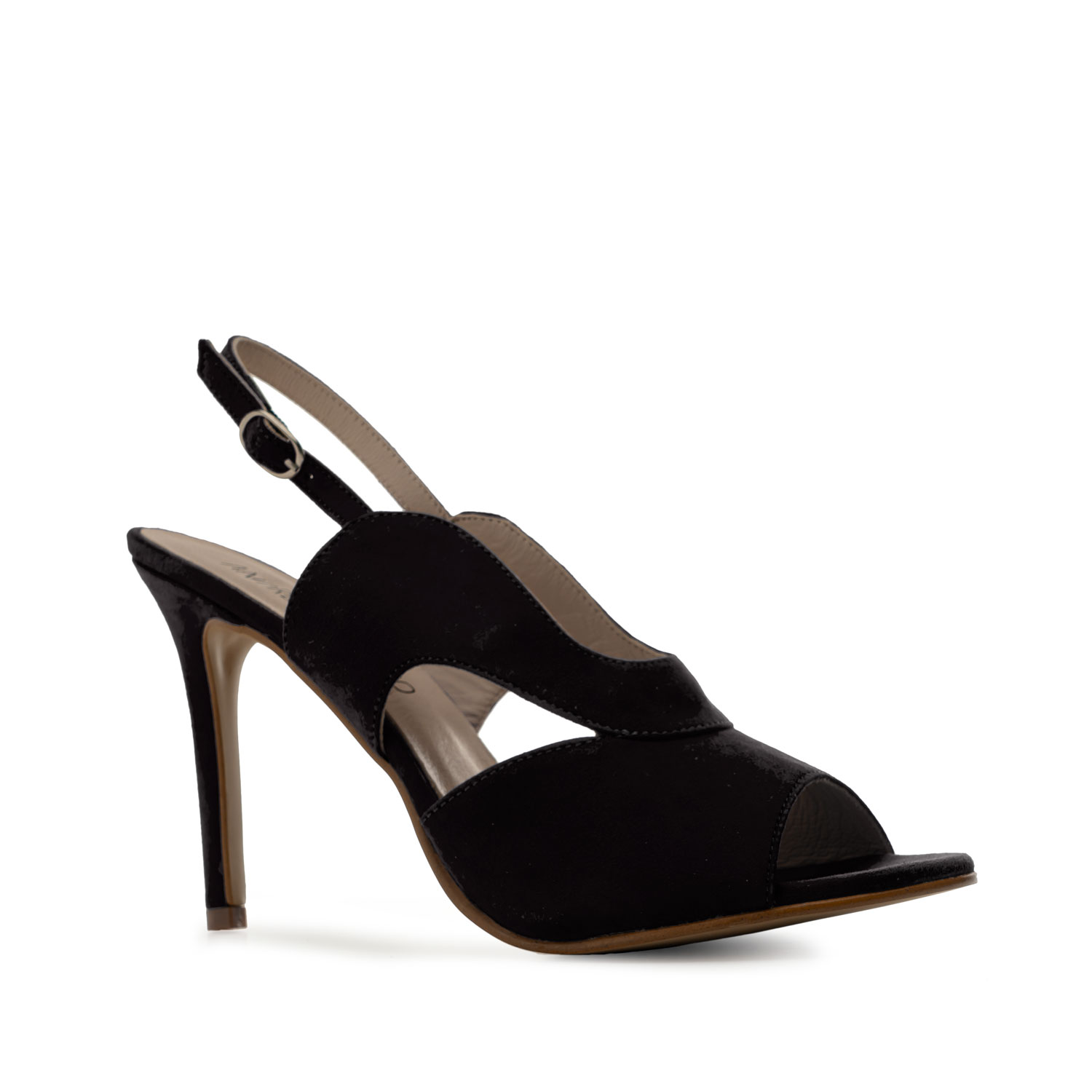 Slingback Sandals in Black Suede Leather 