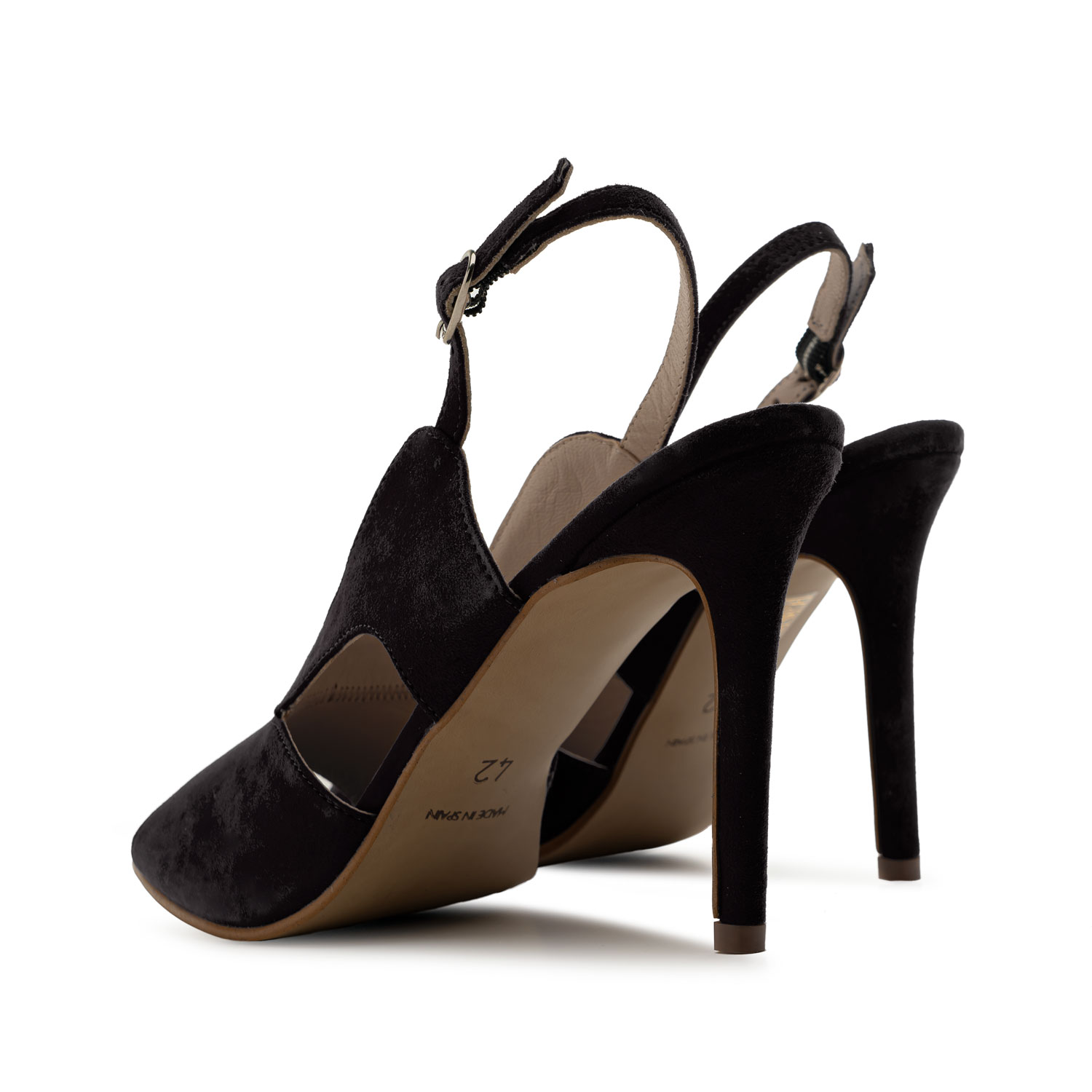 Slingback Sandals in Black Suede Leather 