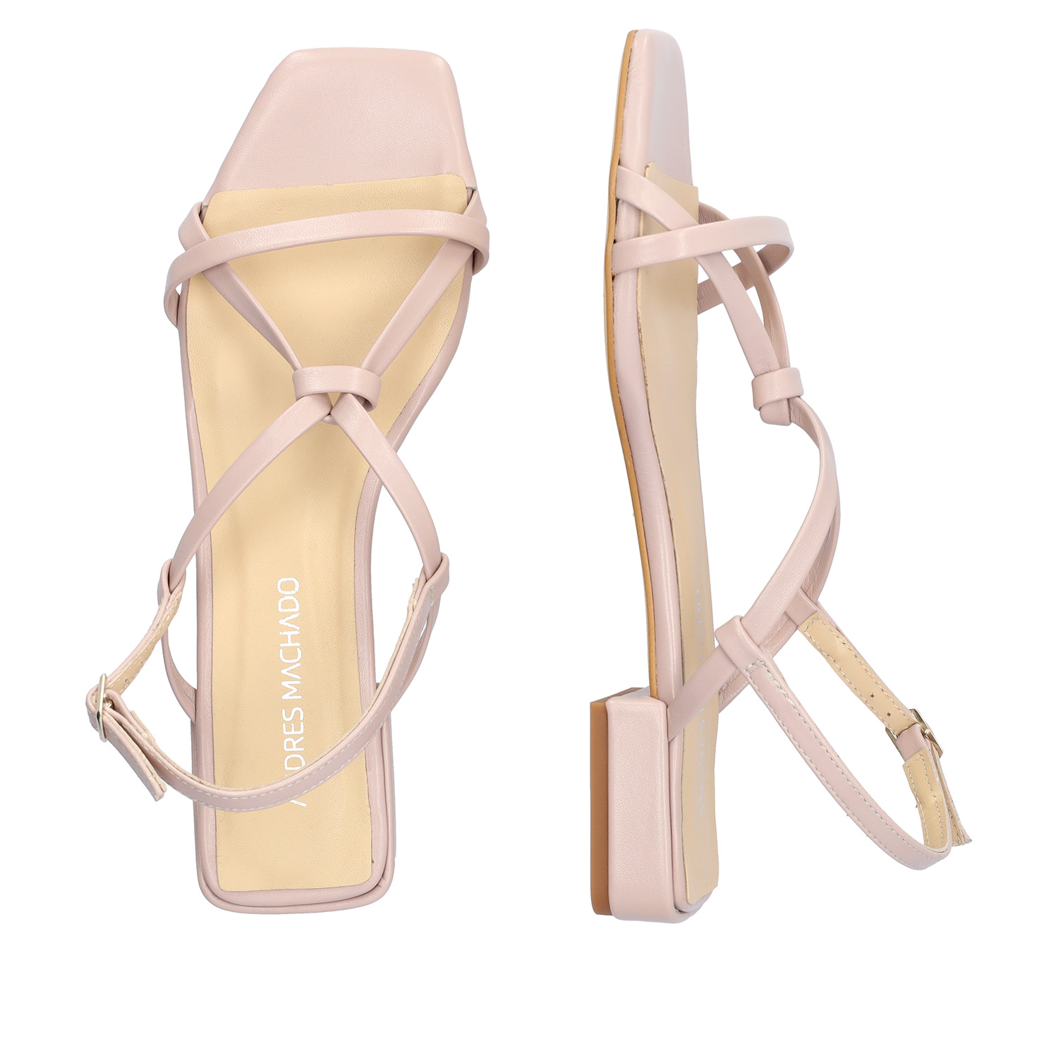 Flat pink leather sandals 