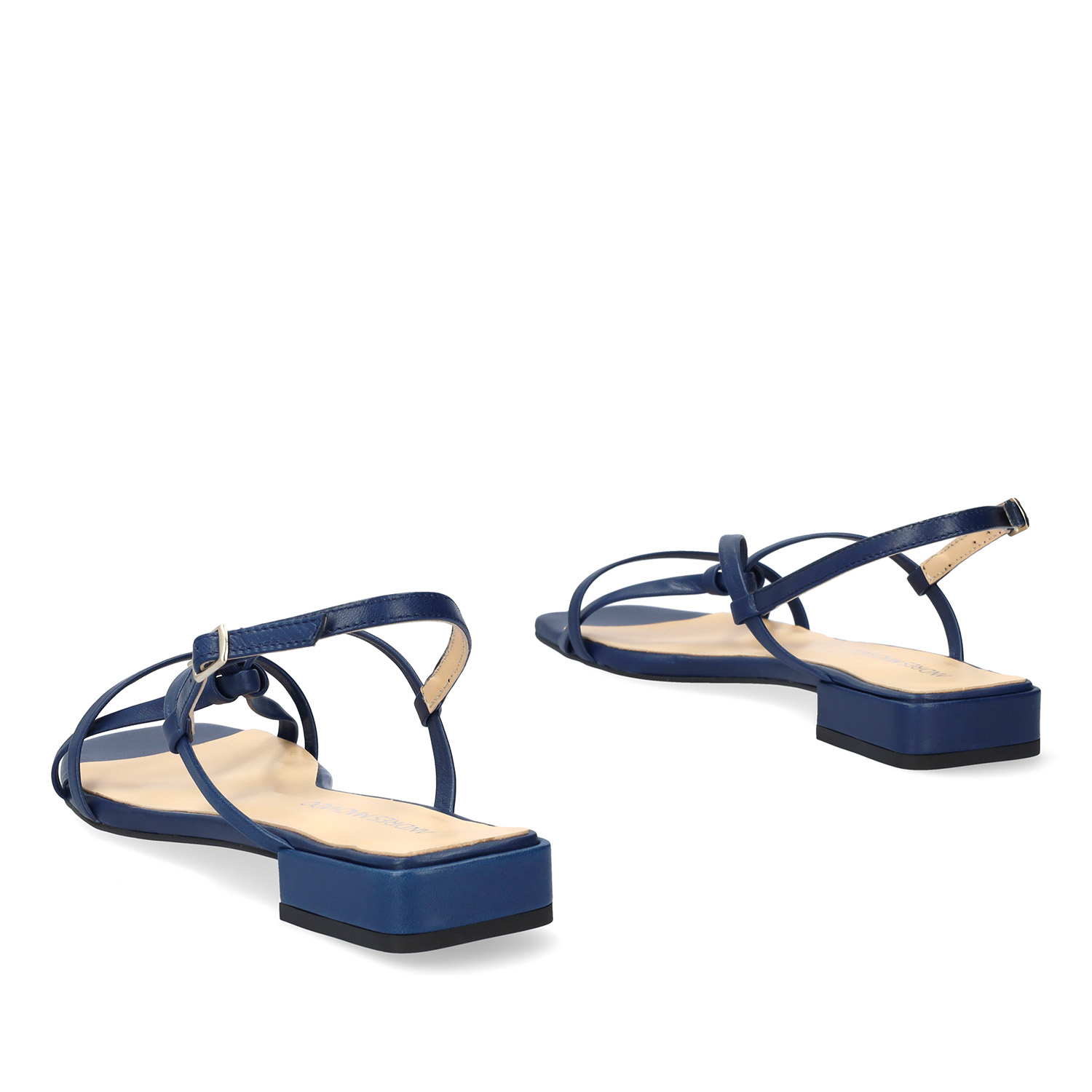 Flat navy leather sandals 